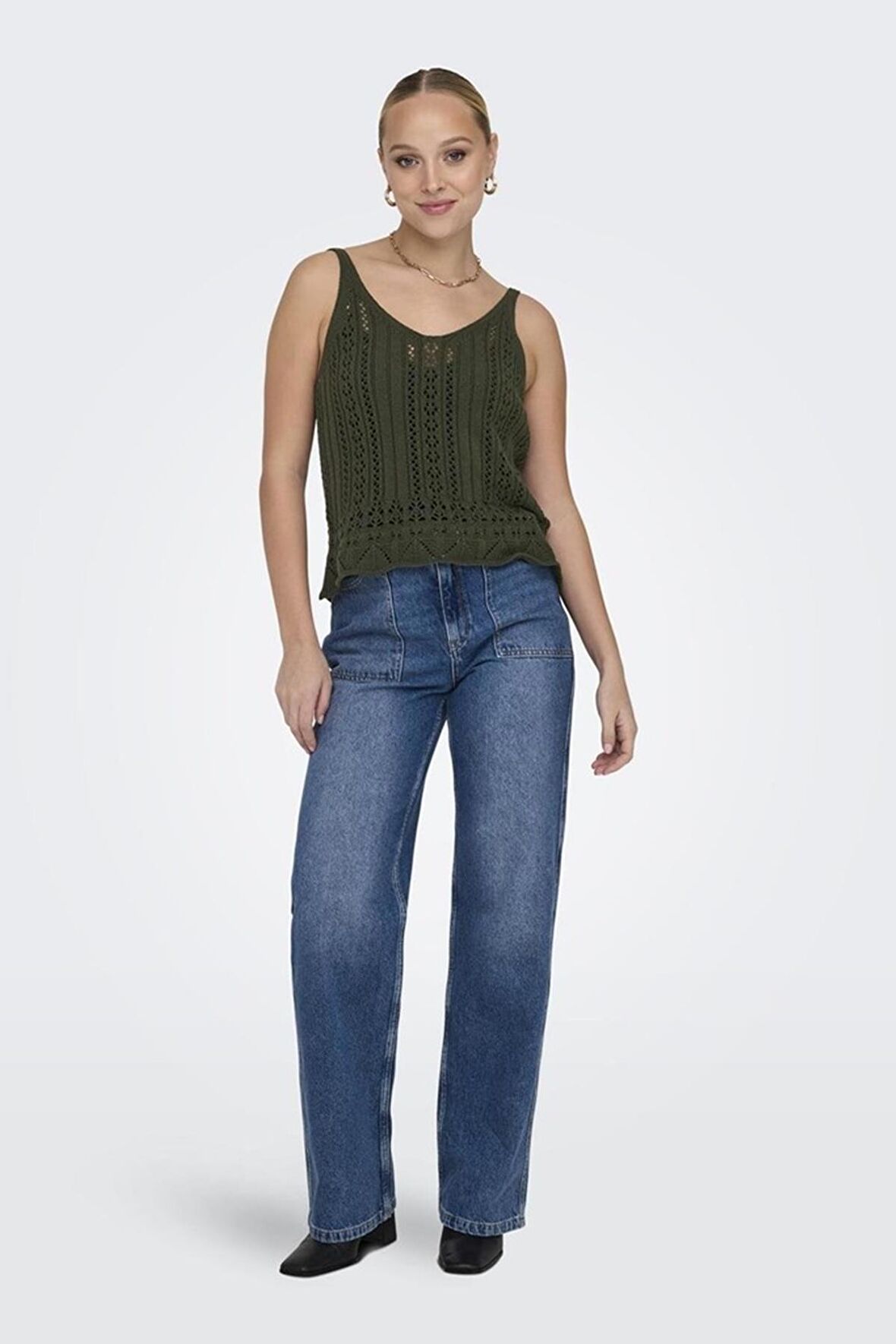 ONLY ONLLYZET LIFE S/L TOP KNT NOOS 15277573 HAKİ