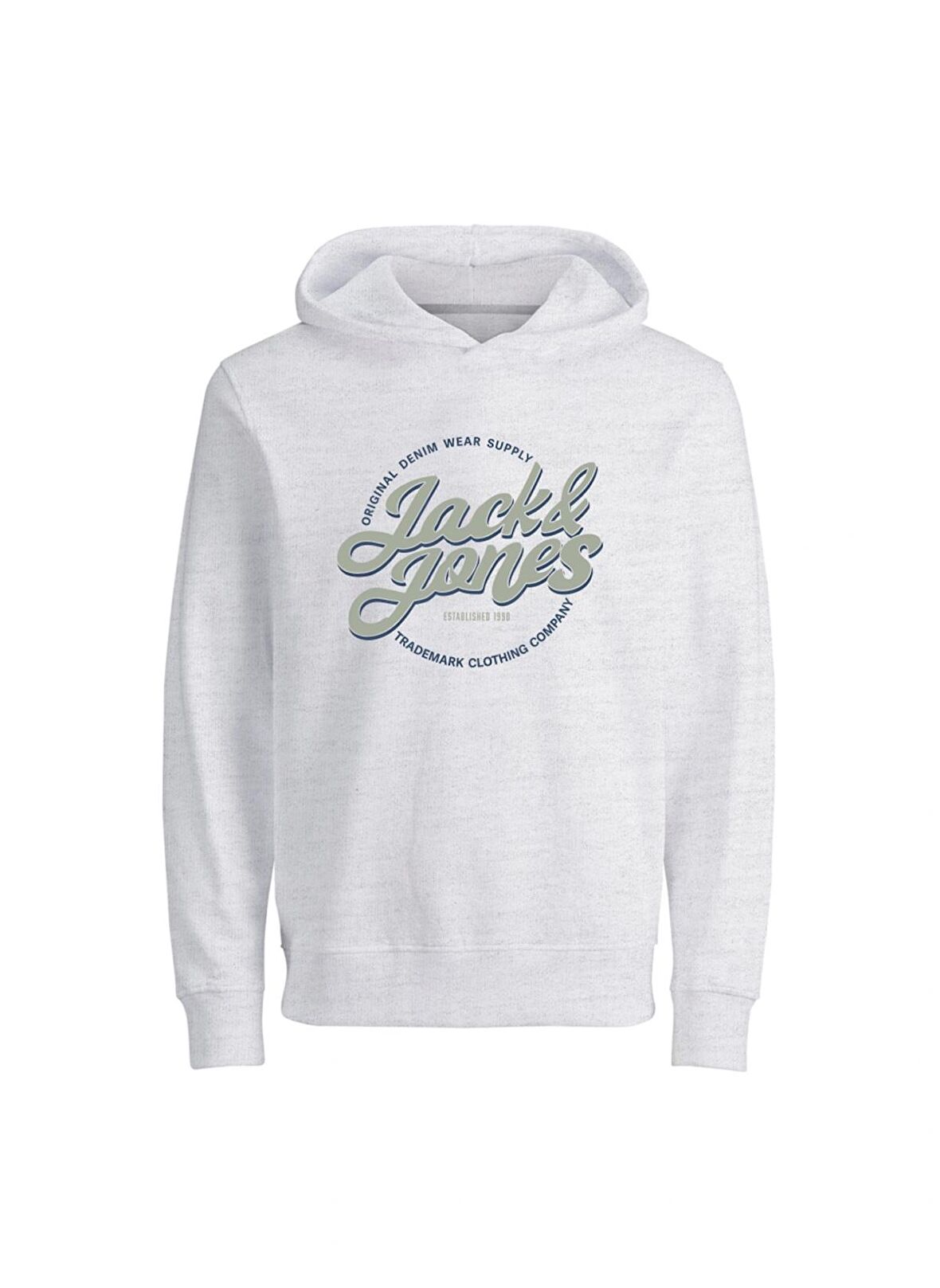 Jack & Jones Baskılı Erkek Çocuk  Beyaz Sweatshırt JJMINDS SWEAT HOOD JNR