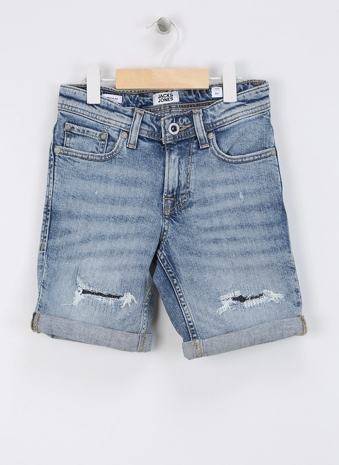 Jack & Jones Normal Bel Normal Açık Mavi Erkek Çocuk Denim Şort JJIRICK JJORIGINAL SHORTS CB 052 JN