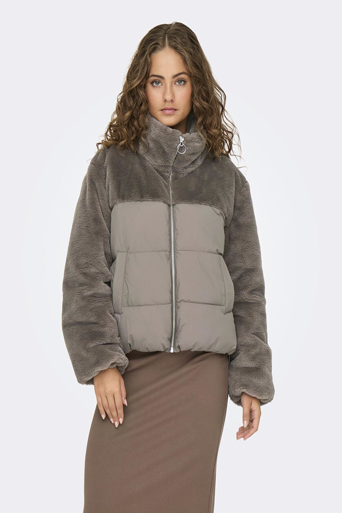 ONLWANJA FUR PUFFER MIX JACKET CC OTW A.HAKİ15292945