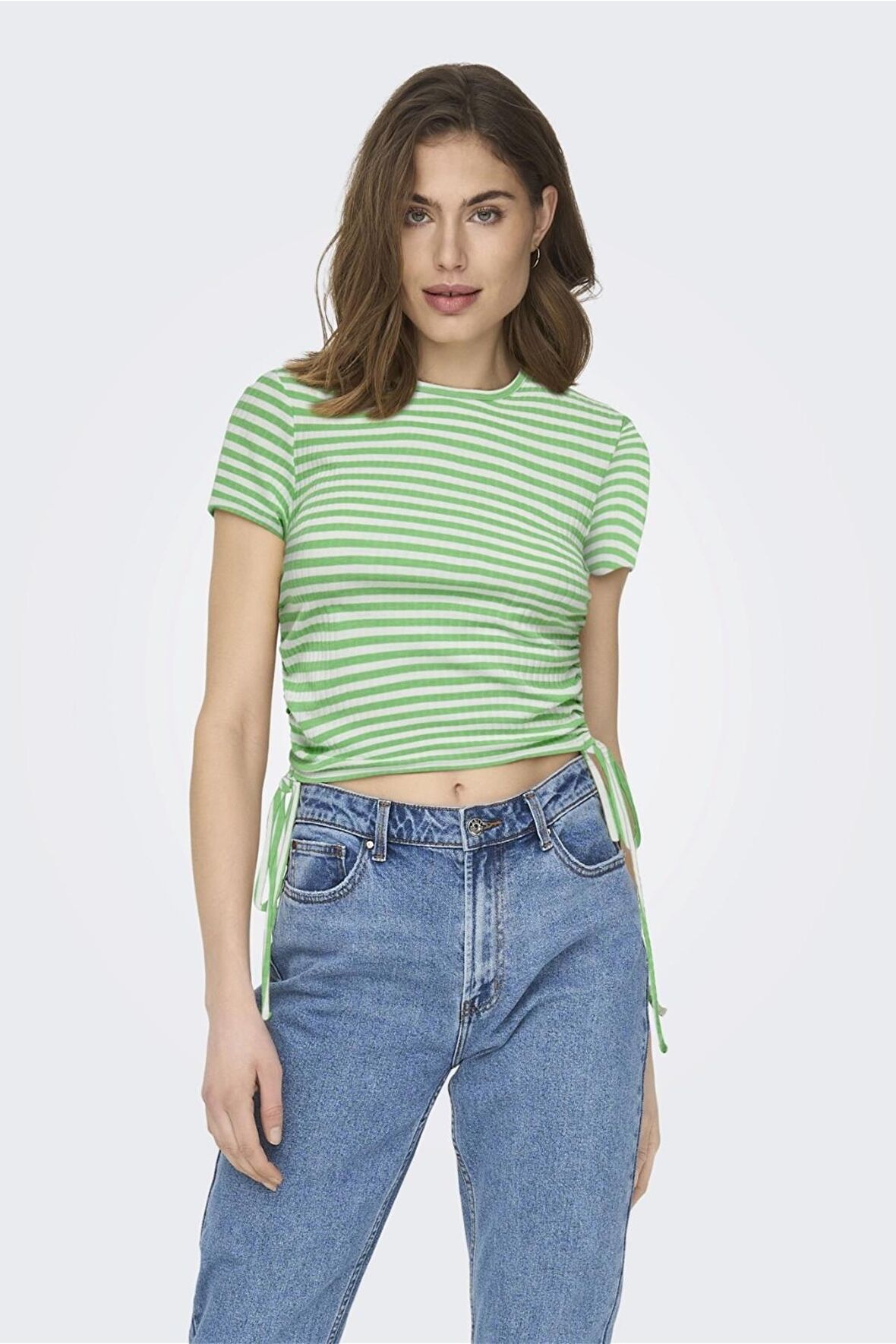 ONLY ONLWENDY S/S RUCHING TOP JRS 15284982 YEŞİL