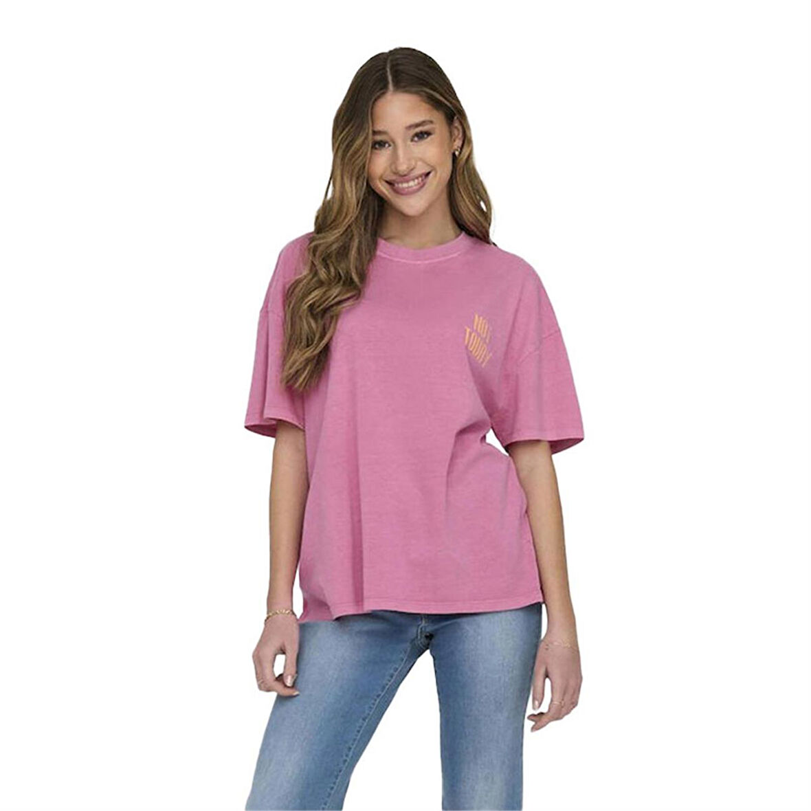 Only & Sons Onlrılly S/S Mood Kadın T-Shirt 15316994-Strawberry Moon Kırmızı