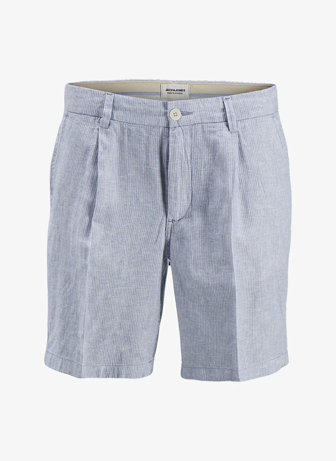 Jack & Jones Tapered Fit Lacivert Erkek Şort JPSTACE JJCAIRO LINEN BLEND SHORT