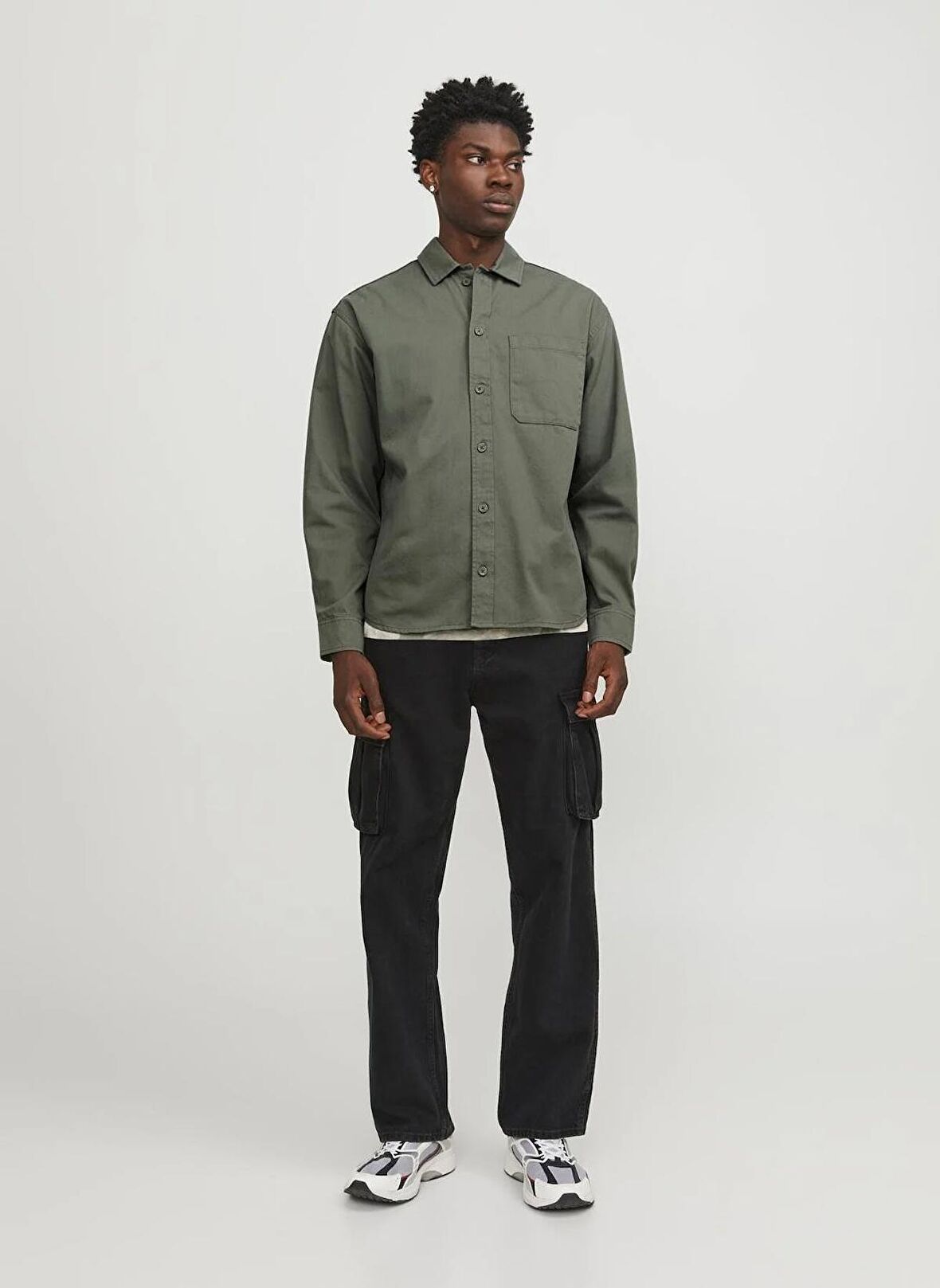 Jack & Jones Relaxed Haki Erkek Gömlek JCOCOLLECTIVE ZAC OVERSHIRT LS SN