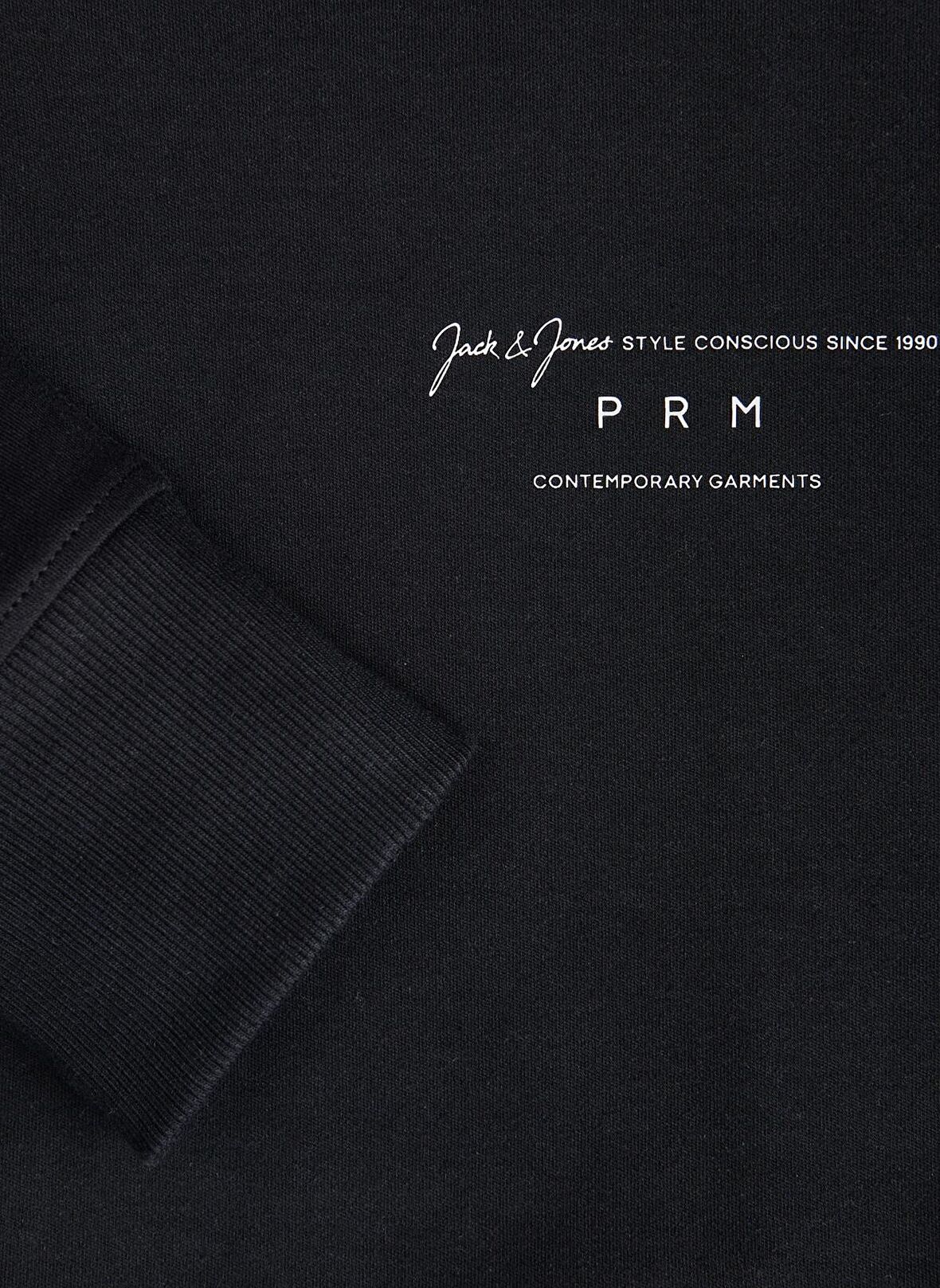 Jack & Jones Dik Yaka Siyah Erkek Sweatshırt JPRBLASANCHEZ BRANDING SWEAT CREW N