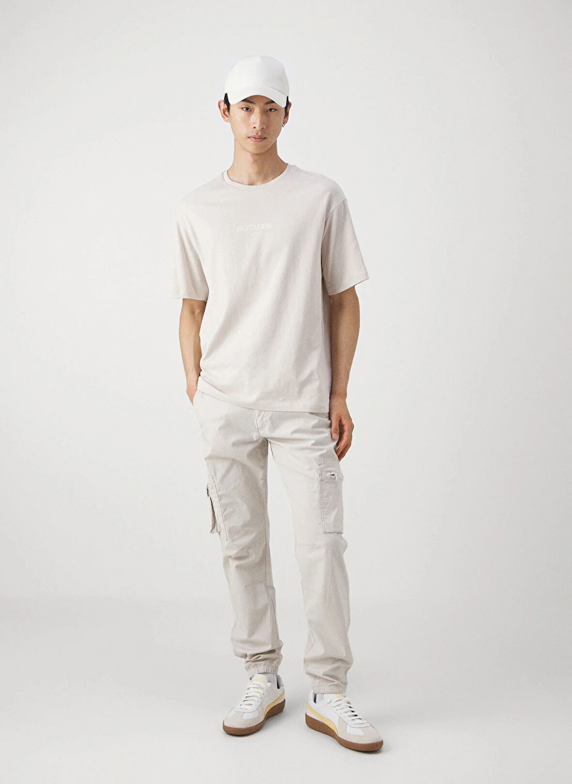 Only & Sons Lastikli Paça Beyaz Erkek Kargo Pantolon ONSCAM PAW CARGO CUFF RIBSTOP 0147