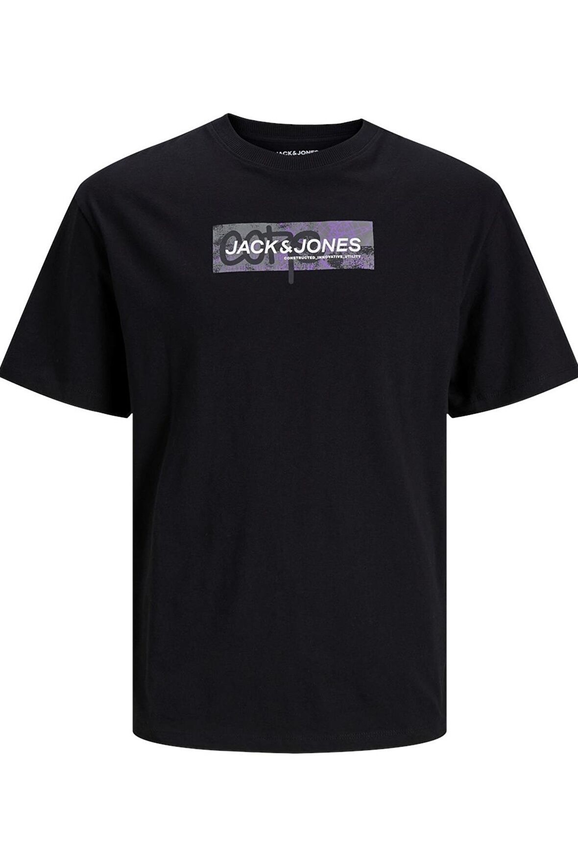 JACK&JONES JCOAOP PRINT TEE SS CREW NECK 12253477 SİYAH