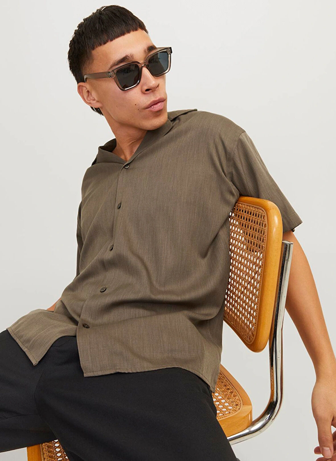 Jack & Jones Rahat Kahve Erkek Gömlek JPRCCAARON TENCEL RESORT SHIRT S/S