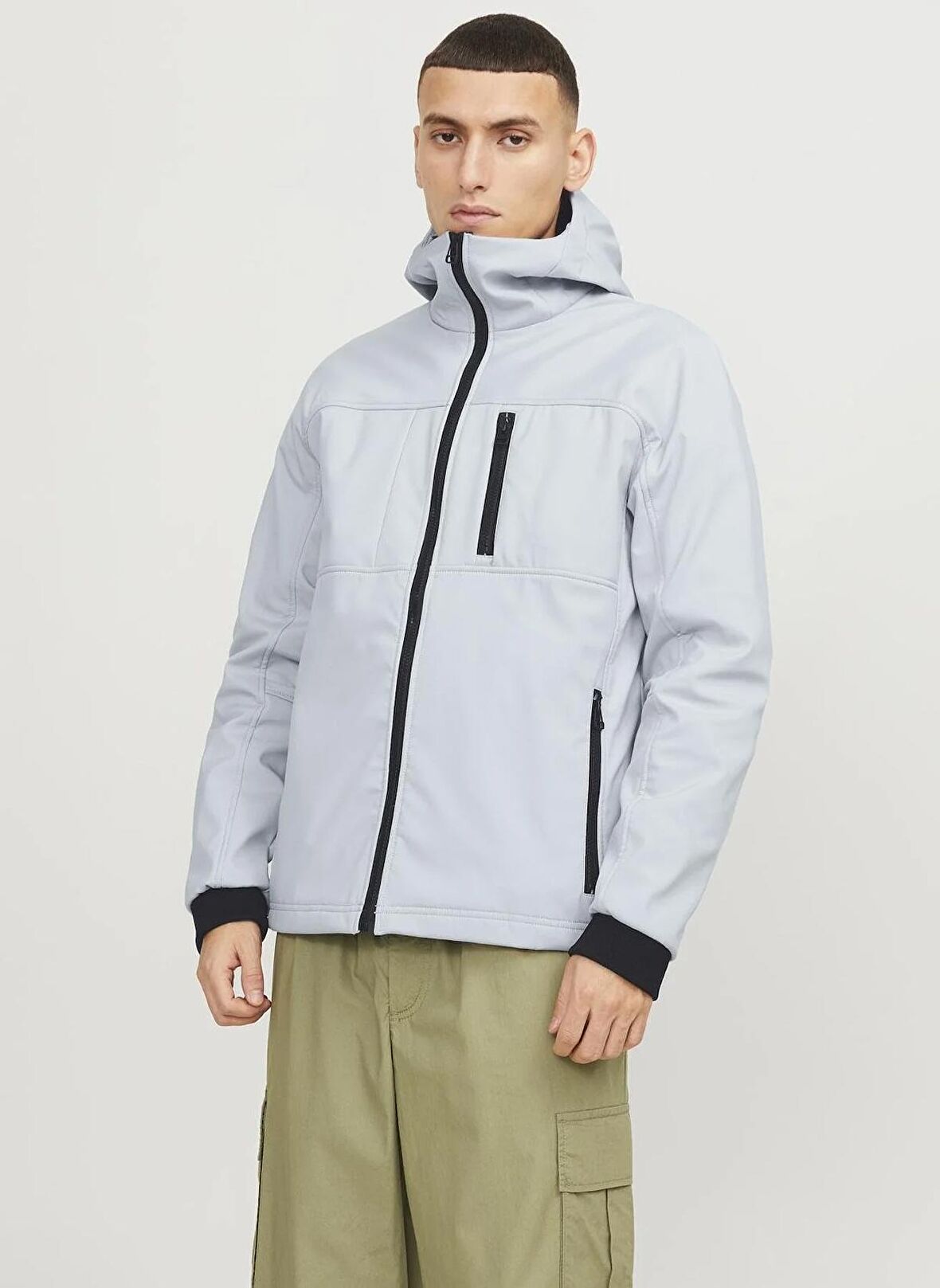 Jack & Jones Gri Erkek Mont JCOPRIME EMBROIDERY SOFTSHELL