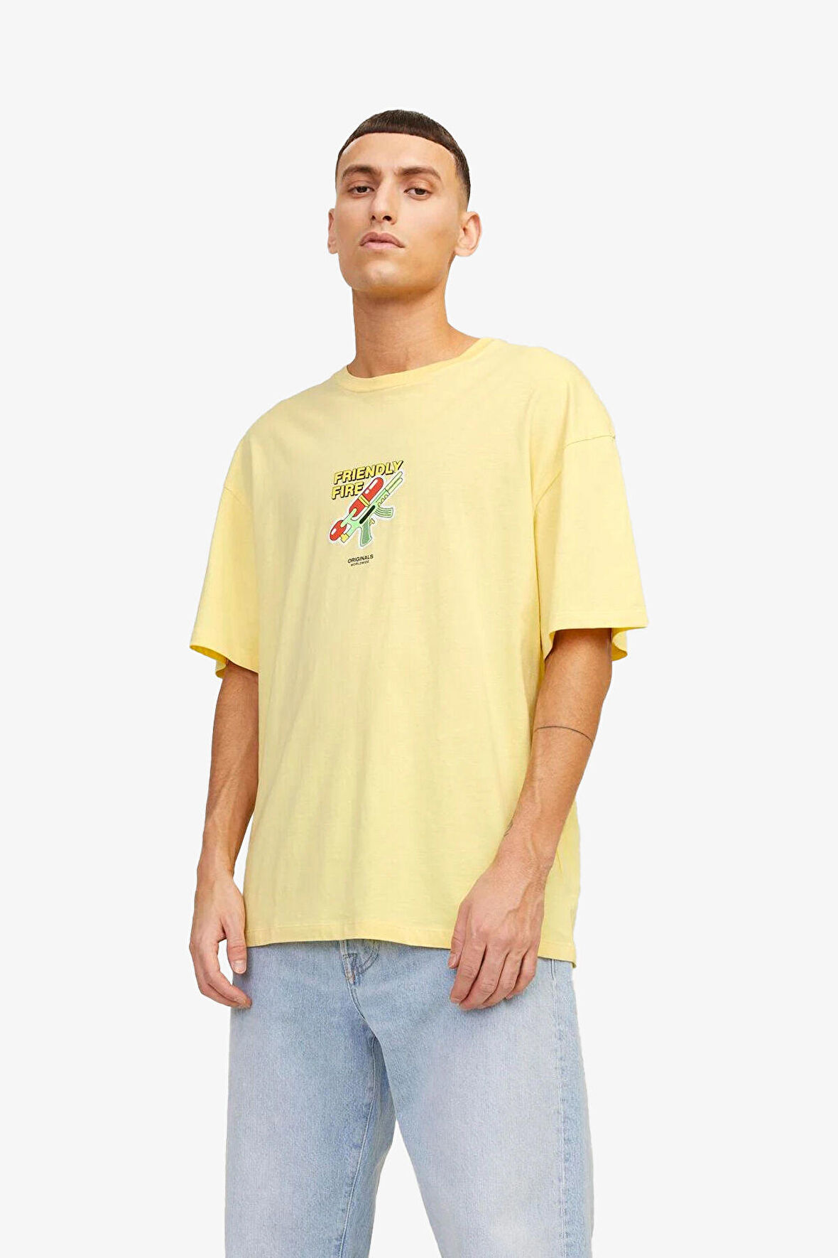 Jack & Jones Jorblockpop Erkek Sarı T-Shirt 12254169-ItalianStraw