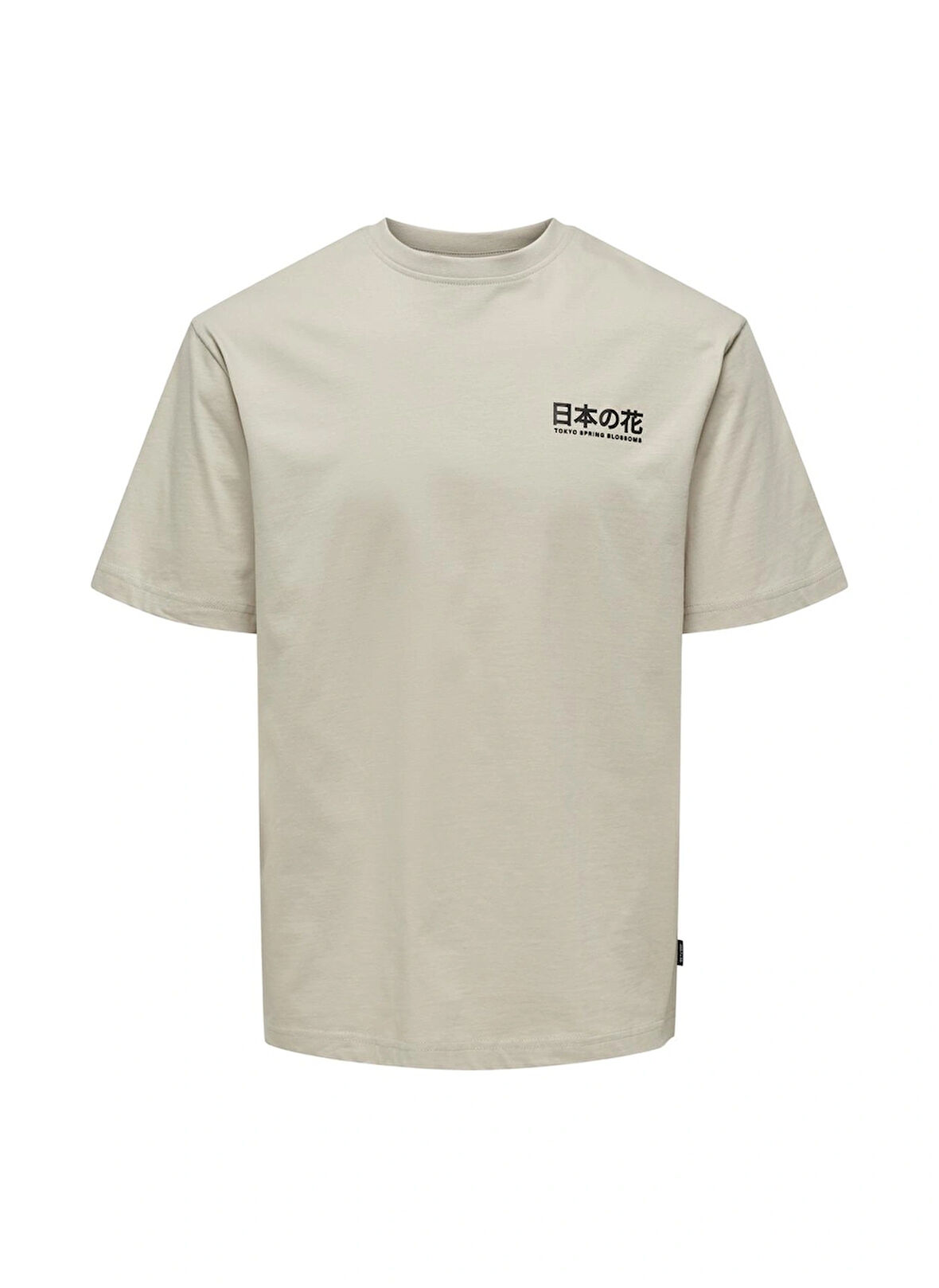 Only & Sons O Yaka Baskılı Açık Bej Erkek T-Shirt ONSKACE RLX JAP SS TEE