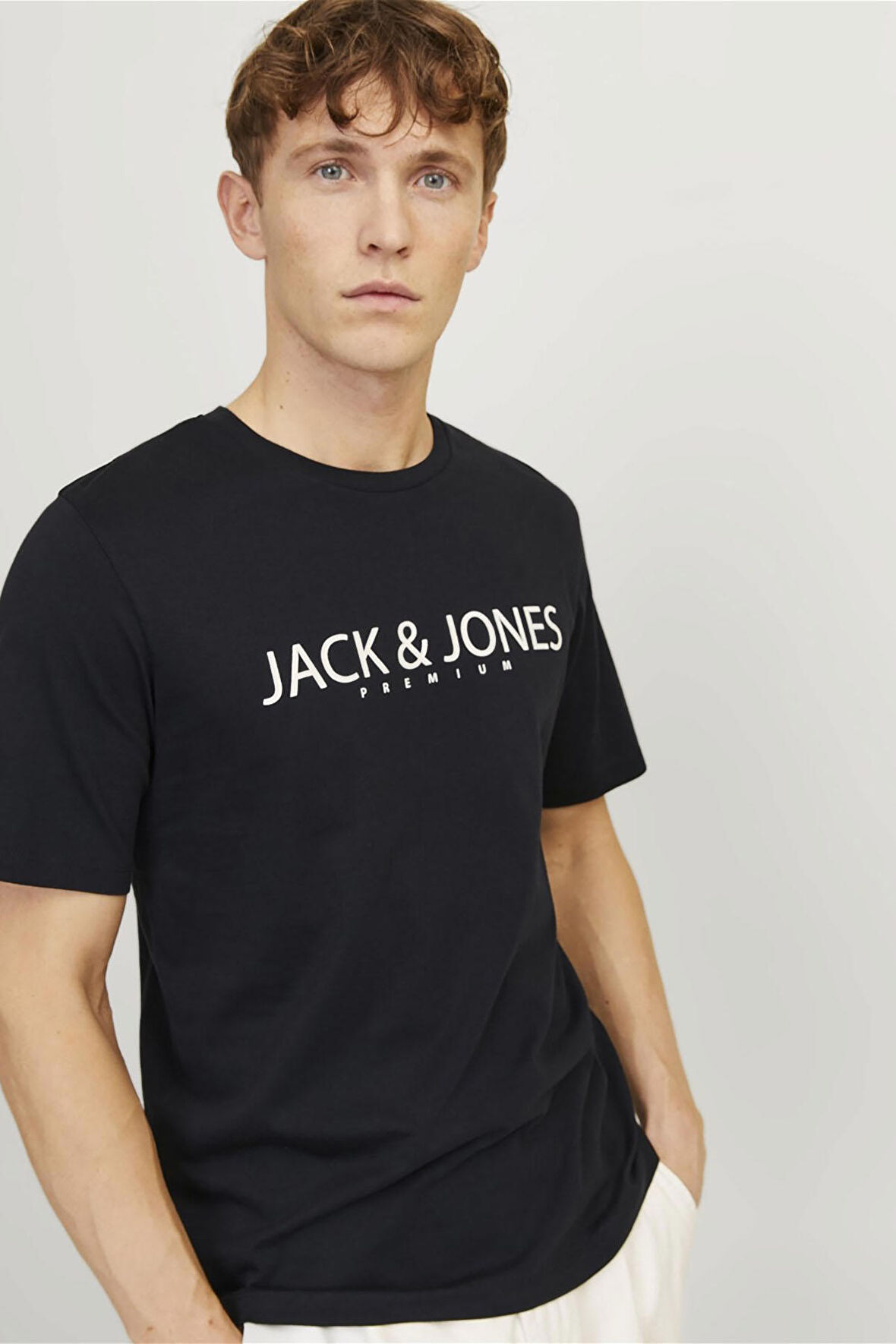 Jack & Jones Erkek Jprblajack Baskı Detaylı Bisiklet Yaka %100 Pamuk T-Shirt 12256971 Siyah