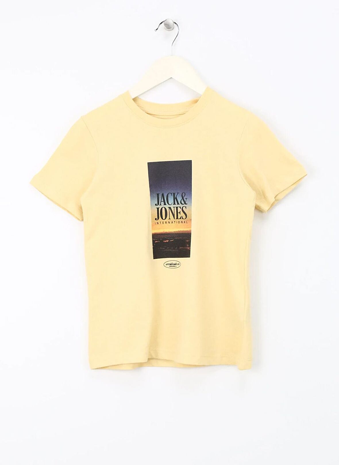 Jack & Jones Baskılı Sarı Erkek T-Shirt JORLUCCA FASTRUNNER2 TEE SS CREW JN