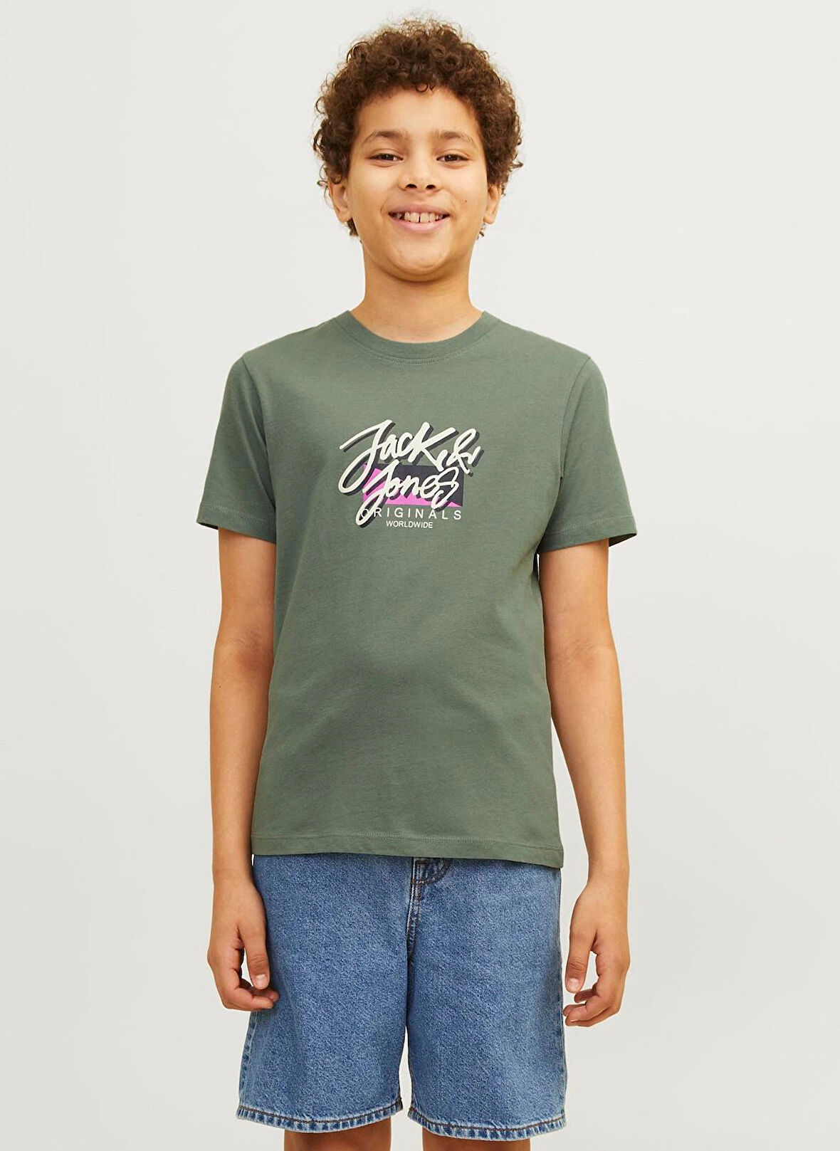 Jack & Jones Baskılı Koyu Yeşil Erkek T-Shirt JORTAMPA FASTRUNNER1 TEE SS CREWNEC