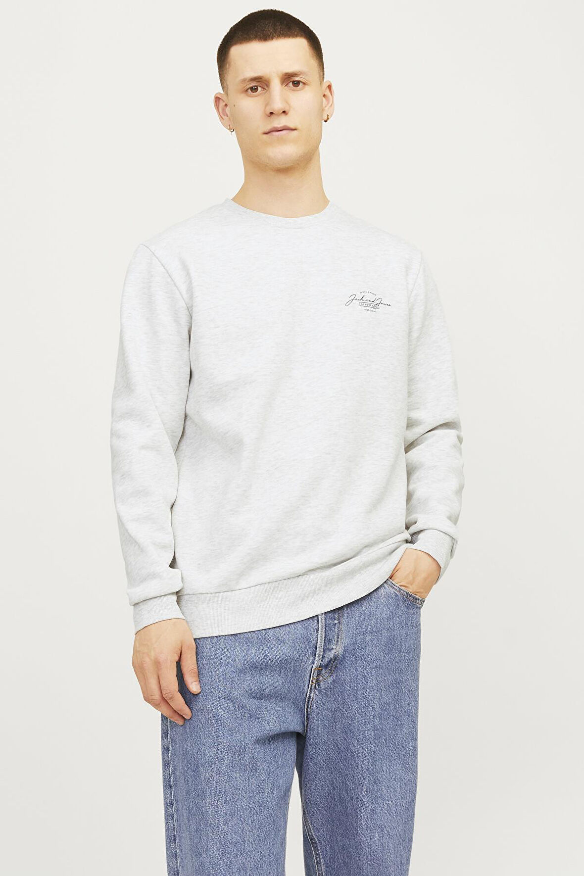 JJFERRIS SWEAT CREW NECK BEYAZ MELANJ -1  12256837