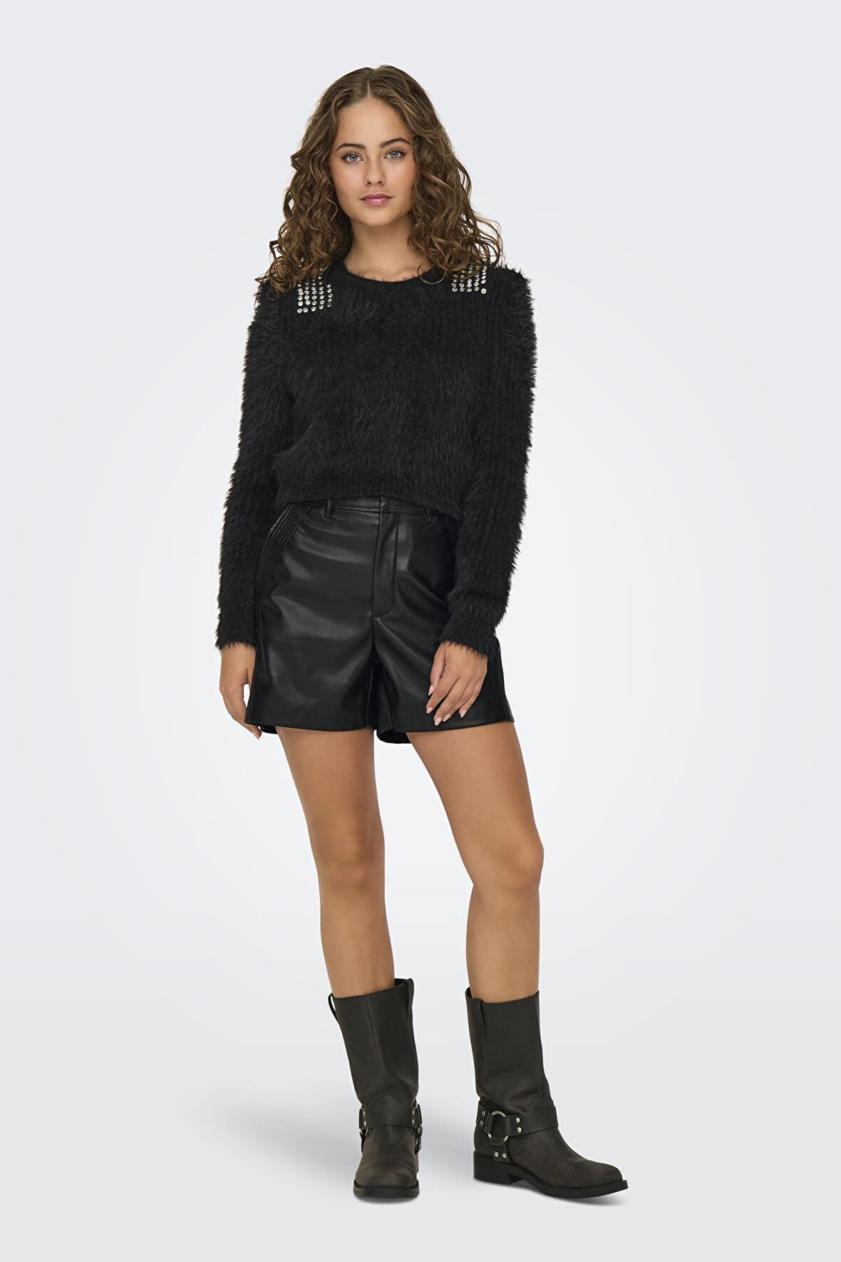 ONLIDINA HW FAUX LEATHER SHORTS CC PNT SİYAH 15324964