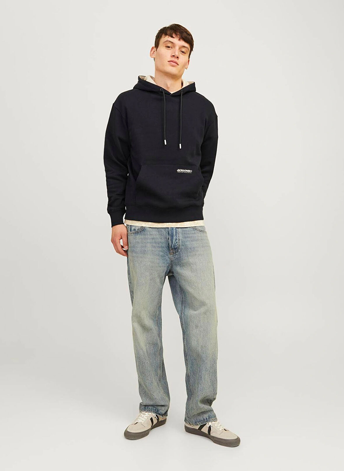 Jack & Jones Kapüşon Yaka Siyah Erkek Sweatshırt 12256534_JJELEGACY SWEAT HOOD NOOS