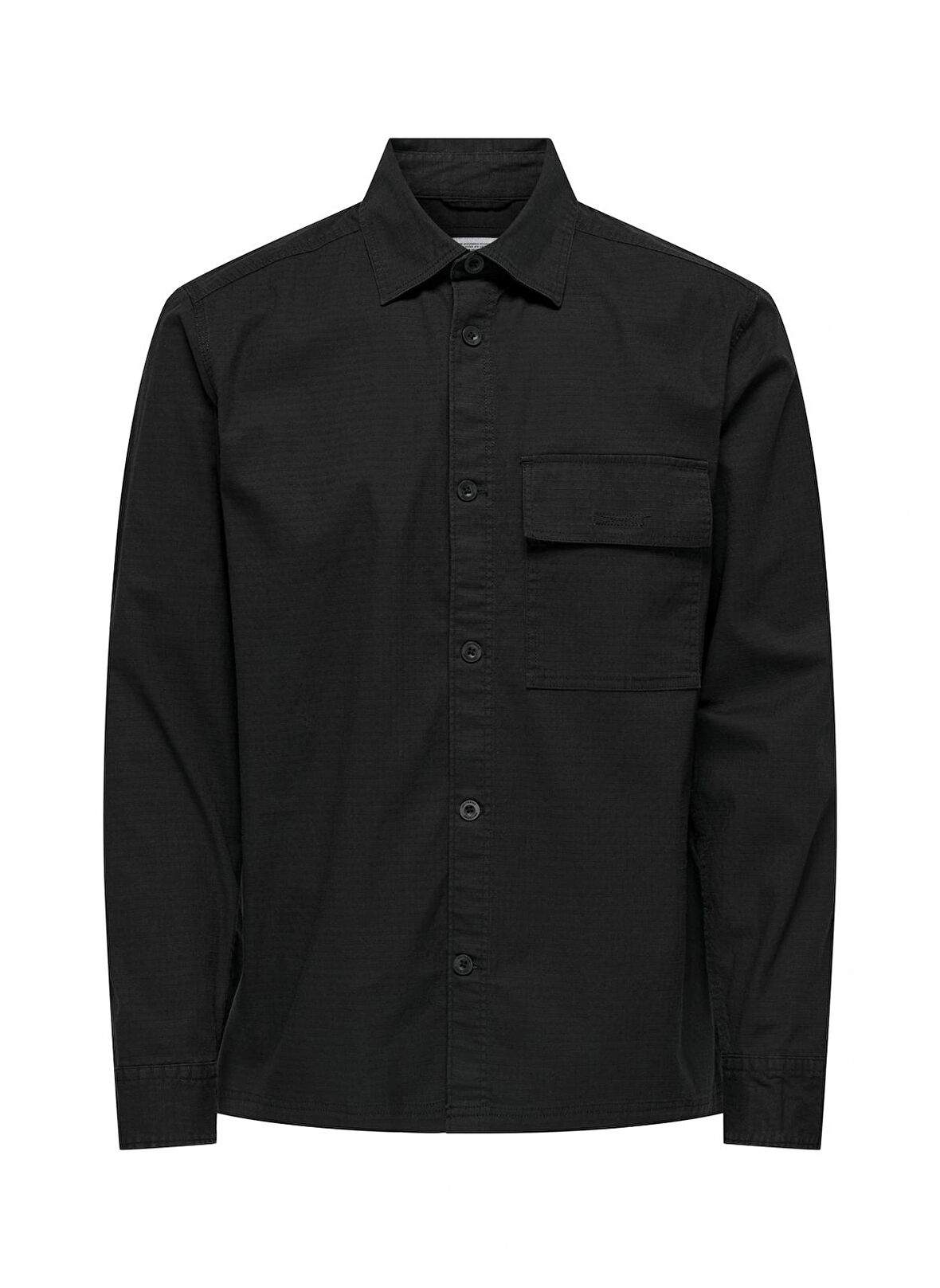 Only & Sons Normal Siyah Düz Erkek Gömlek ONSHARPER RIPSTOP WORKER OVERSHIRT