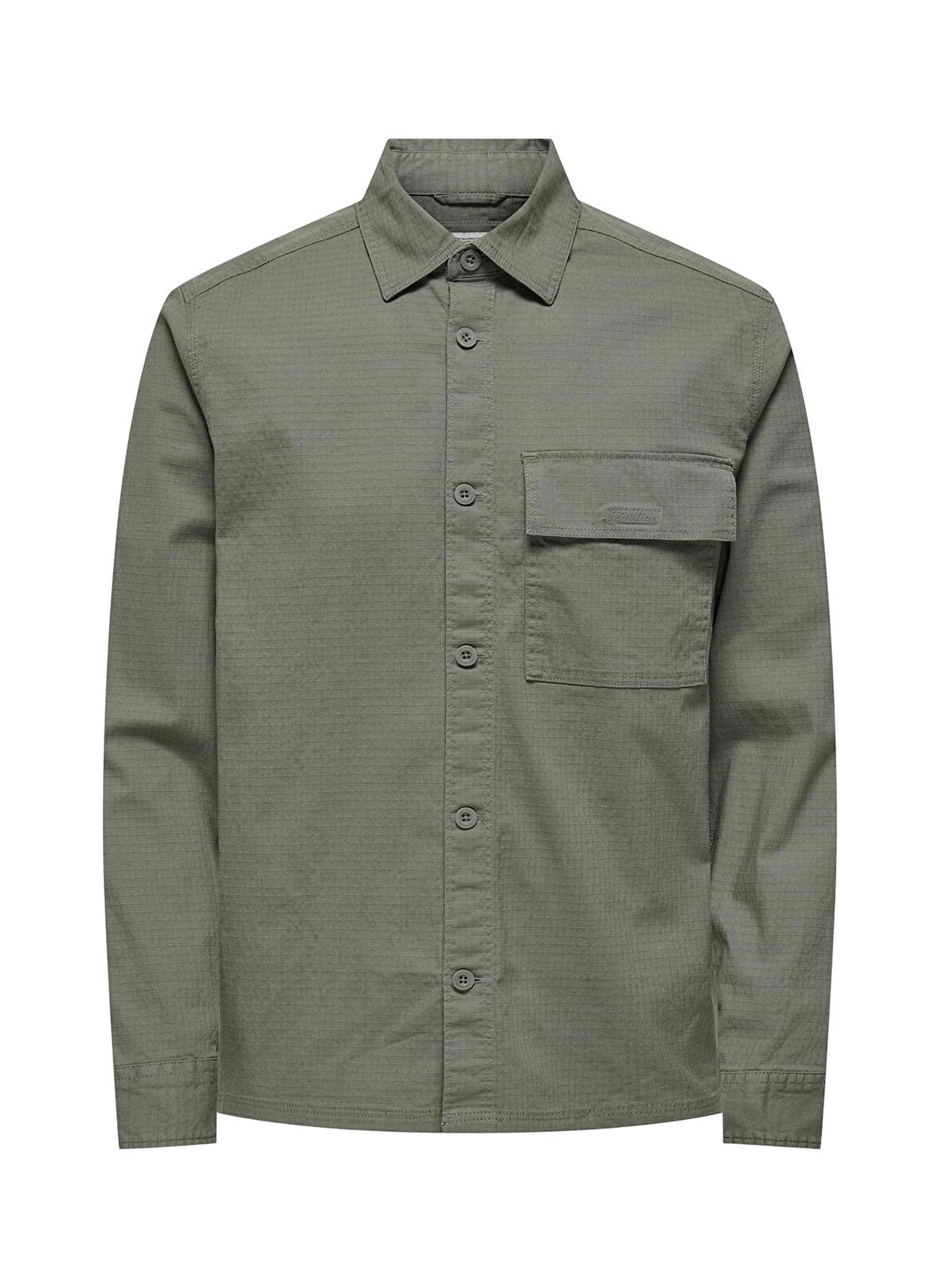 Only & Sons Normal Yeşil Düz Erkek Gömlek ONSHARPER RIPSTOP WORKER OVERSHIRT