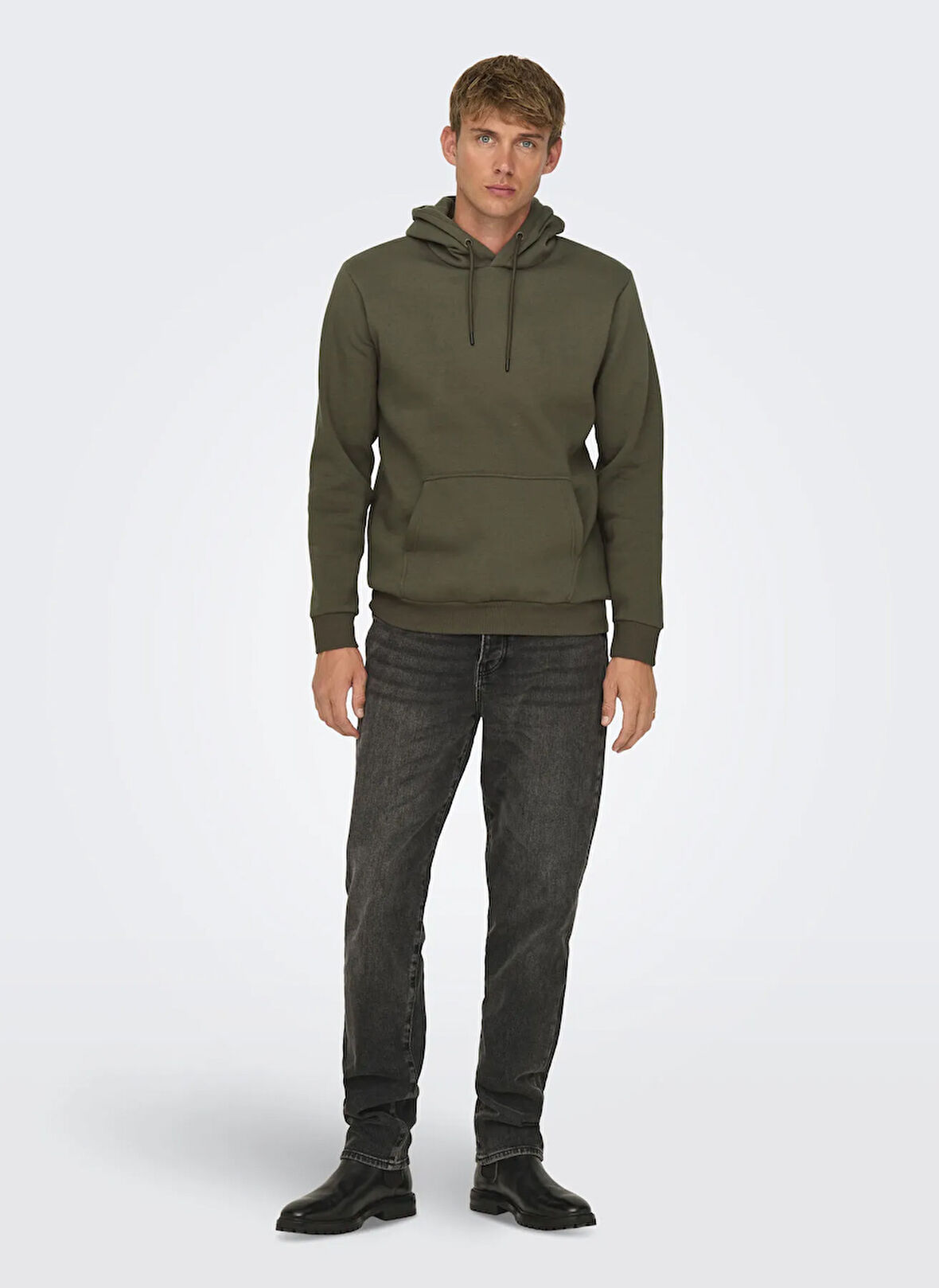 Only & Sons Kapüşon Yaka Koyu Kahve Erkek Sweatshırt ONSCERES HOODIE SWEAT NOOS