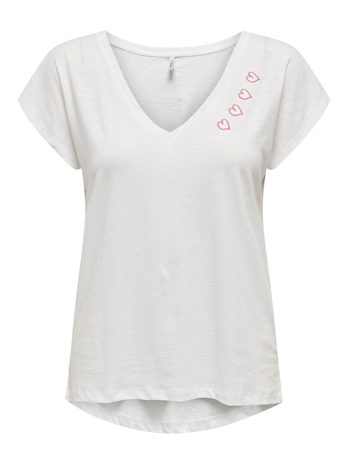 Only Kadın V-Yaka İşlemeli T-shirt - 15320529