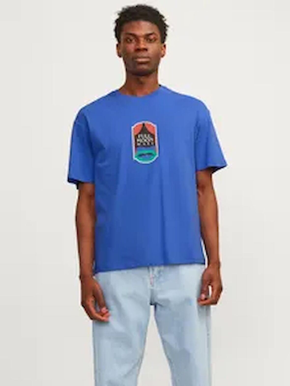 Jack & Jones Erkek Sırt Baskılı Oversize T-shirt - 12256930