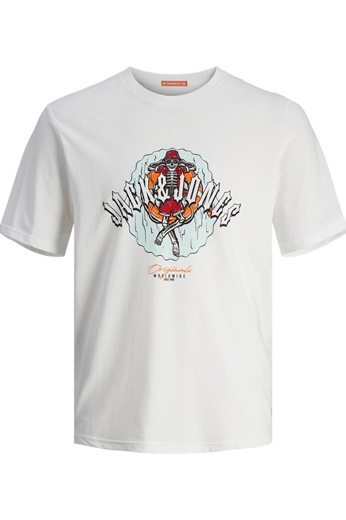 JACK&JONES JORCOCONUT SKULL TEE SS CREW NECK LN 12255192 BEYAZ