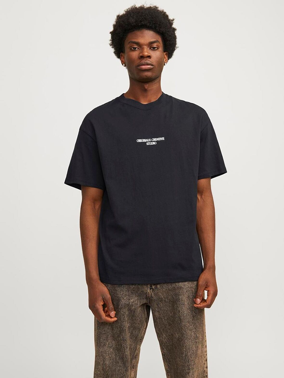 Jack & Jones Erkek Sırt Baskılı Oversize T-shirt - 12256289