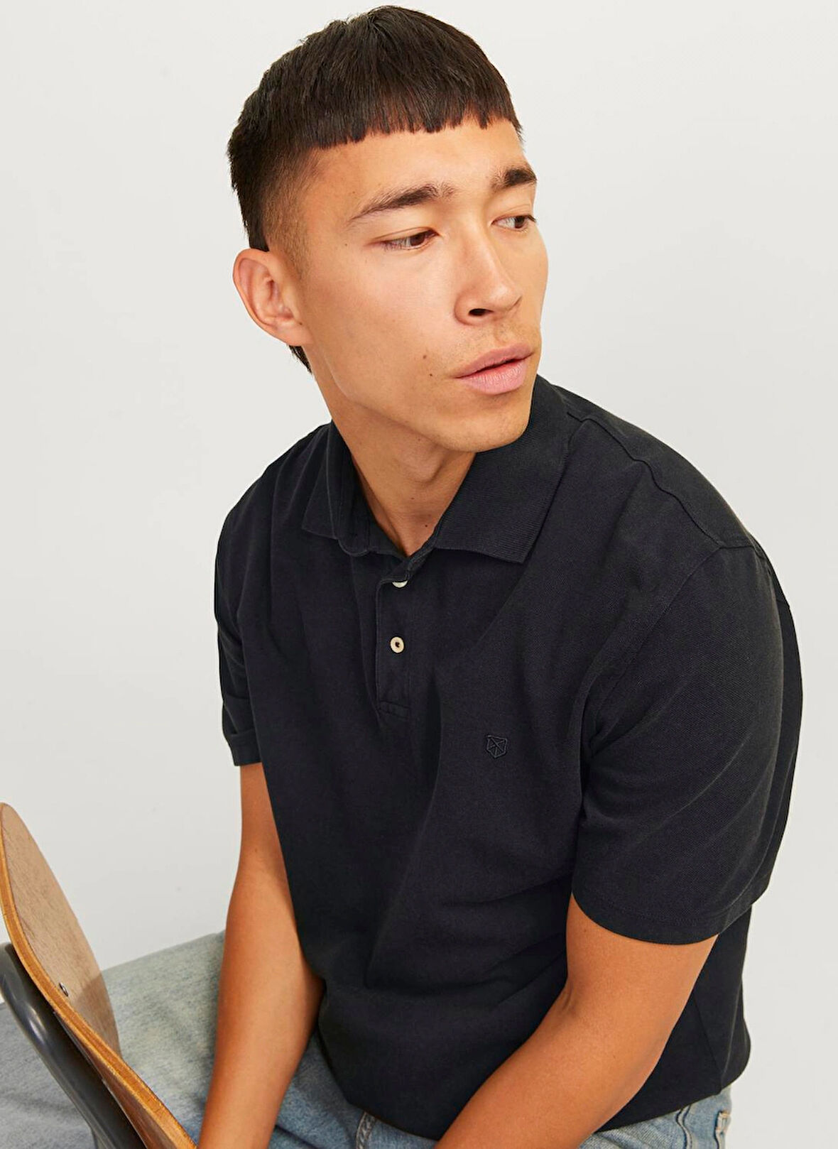 Jack & Jones Polo Yaka Siyah Erkek T-Shirt JPRBLUWILLIAM WASH SS POLO SN