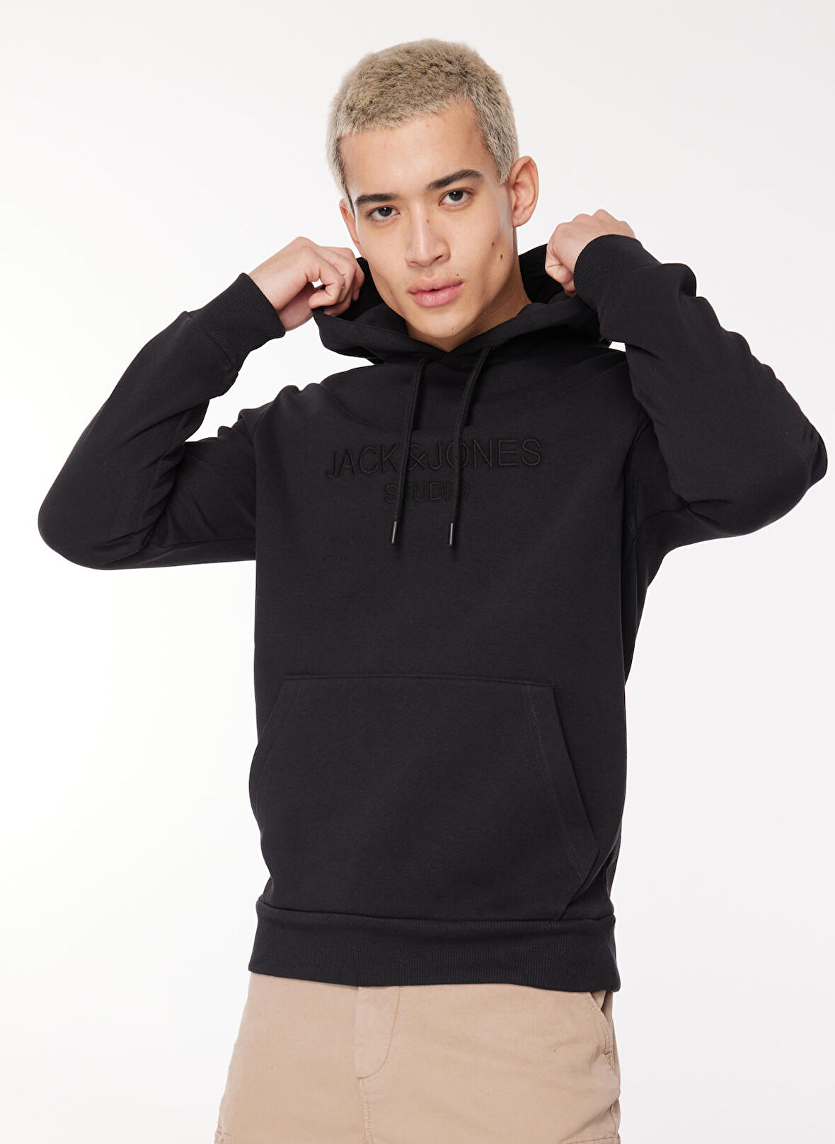 Jack & Jones Kapüşon Yaka Siyah Erkek Sweatshırt 12261177_JORLOUI SWEAT HOOD EXC