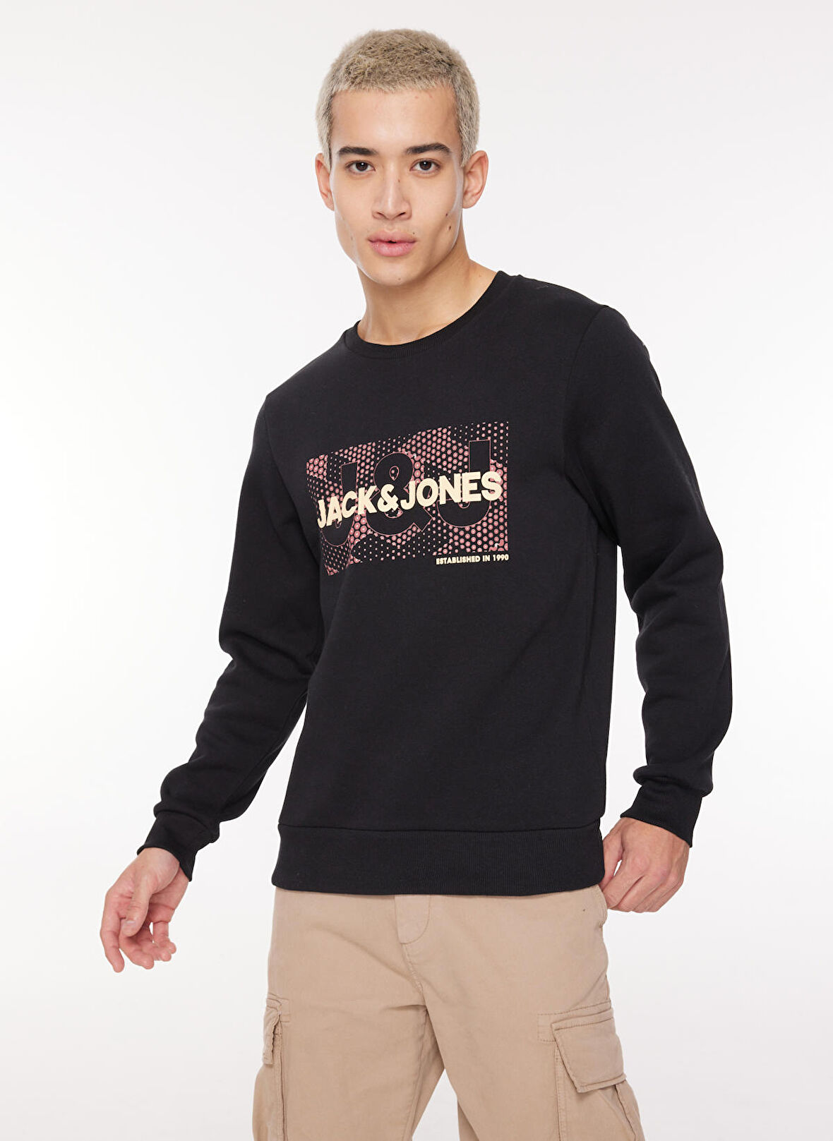 Jack & Jones Bisiklet Yaka Siyah Erkek Sweatshırt 12261183_JCOAREA SWEAT CREW EXC
