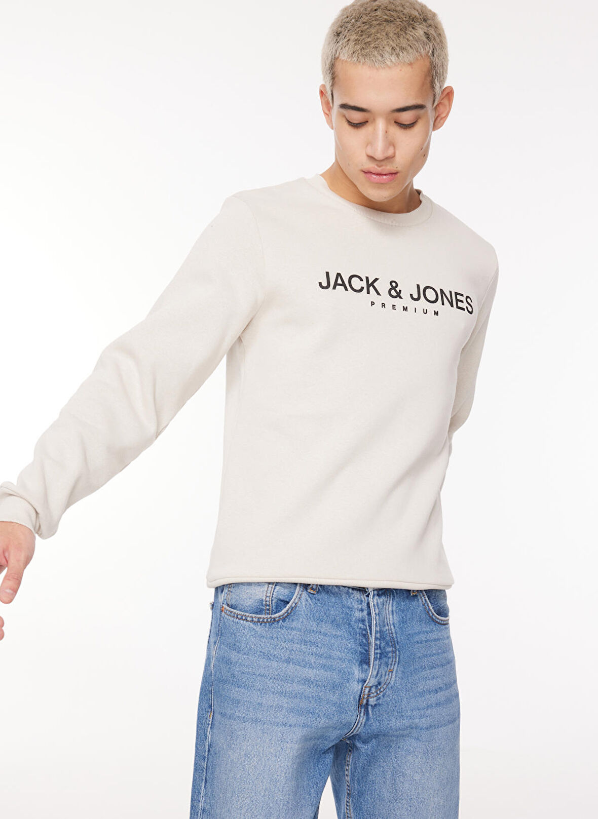 Jack & Jones Bisiklet Yaka Gri Erkek Sweatshırt 12261174_JPRBLAJACOB SWEAT CREW EXC