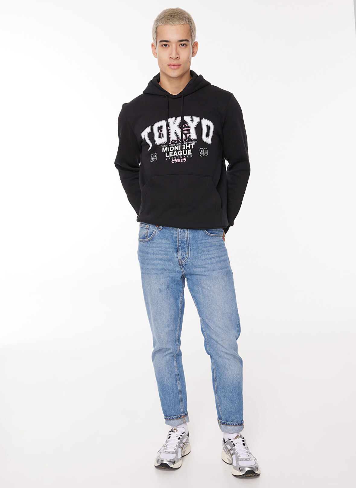 Jack & Jones Kapüşon Yaka Siyah Erkek Sweatshırt 12261178_JORBIG SWEAT HOOD EXC