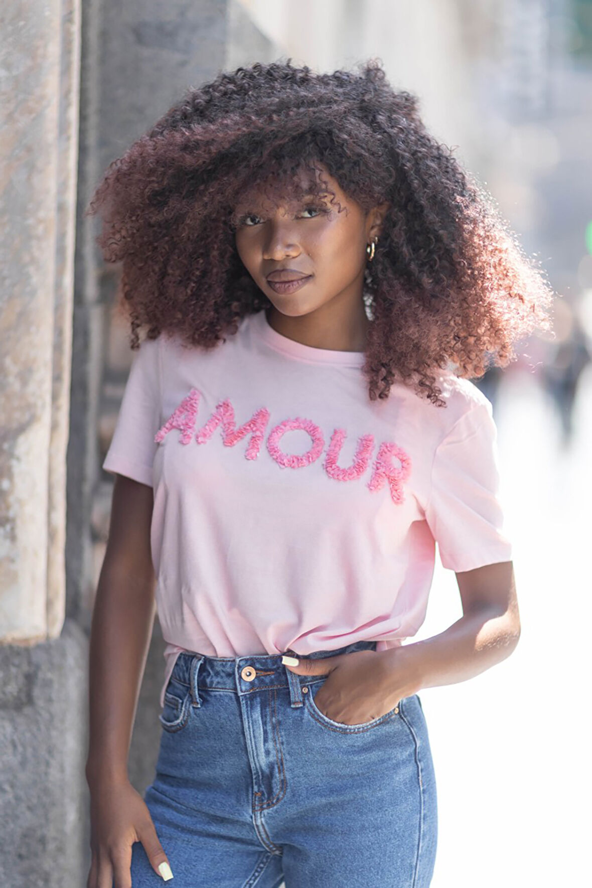 Only Kadın Onllucıa Yazı Detaylı Kısa Kollu %100 Pamuk T-Shirt 15324070 Şeker Pembe