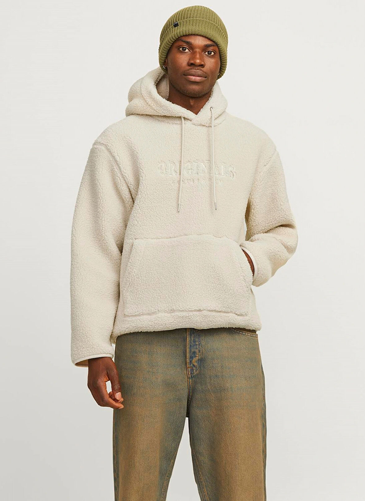 Jack & Jones Kapüşon Yaka Krem Erkek Sweatshırt 12263011_JORFREDERIKSBERG TEDDY SWE
