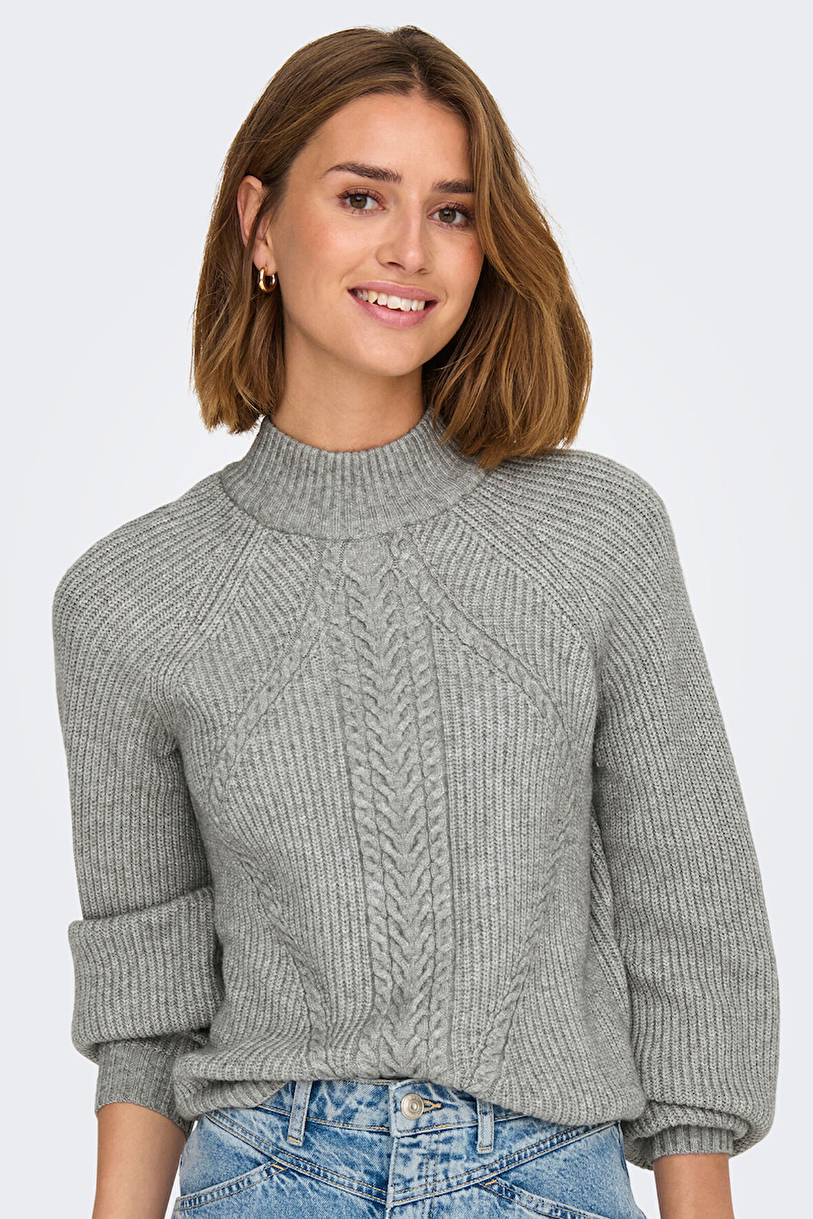 Only Kadın Onlkatıa Yarım Balıkçı Yaka Uzun Kol Örme Kazak 15324678 Gri