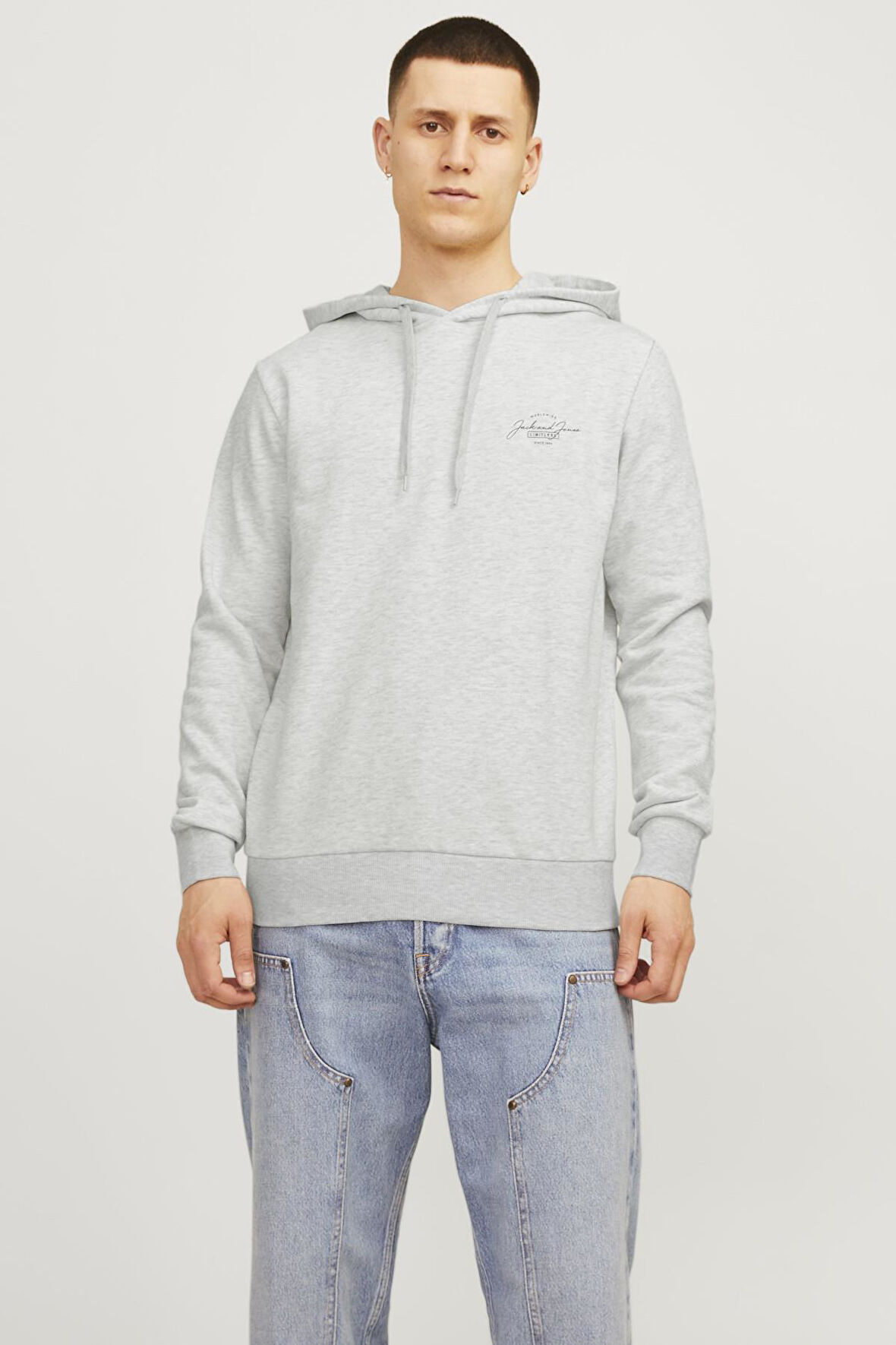 JJFERRIS SWEAT HOOD BEYAZ MELANJ1  12256838