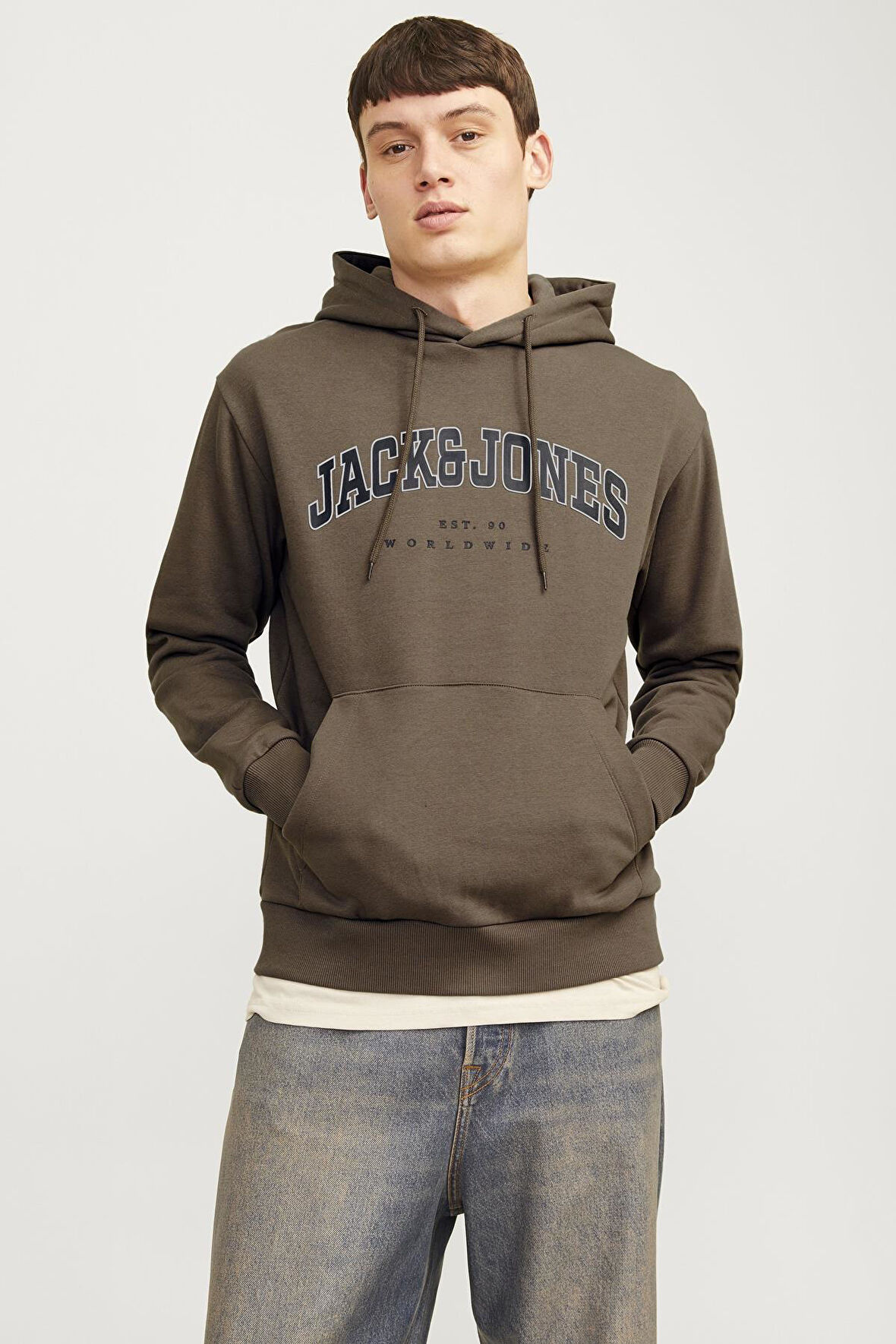 JJECALEB VARSITY SWEAT HOOD NOOS KAHVERENGİ12256521