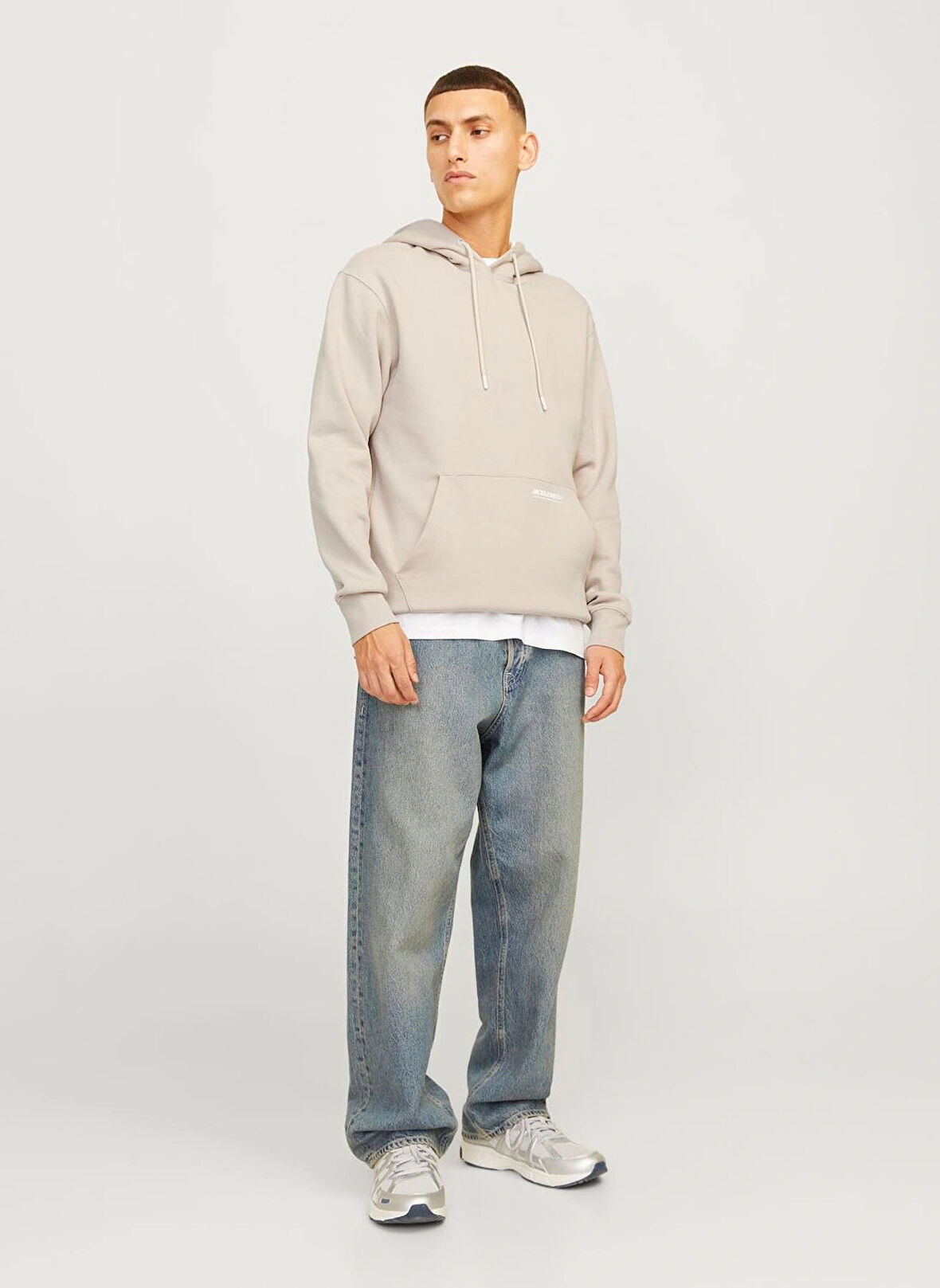 Jack & Jones Kapüşon Yaka Ekru Erkek Sweatshırt 12256534_JJELEGACY SWEAT HOOD NOOS