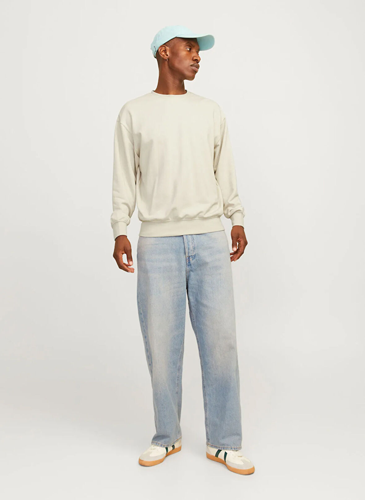 Jack & Jones Bisiklet Yaka Bej Erkek Sweatshırt 12257853_JJECHARGE SWEAT CREW NECK