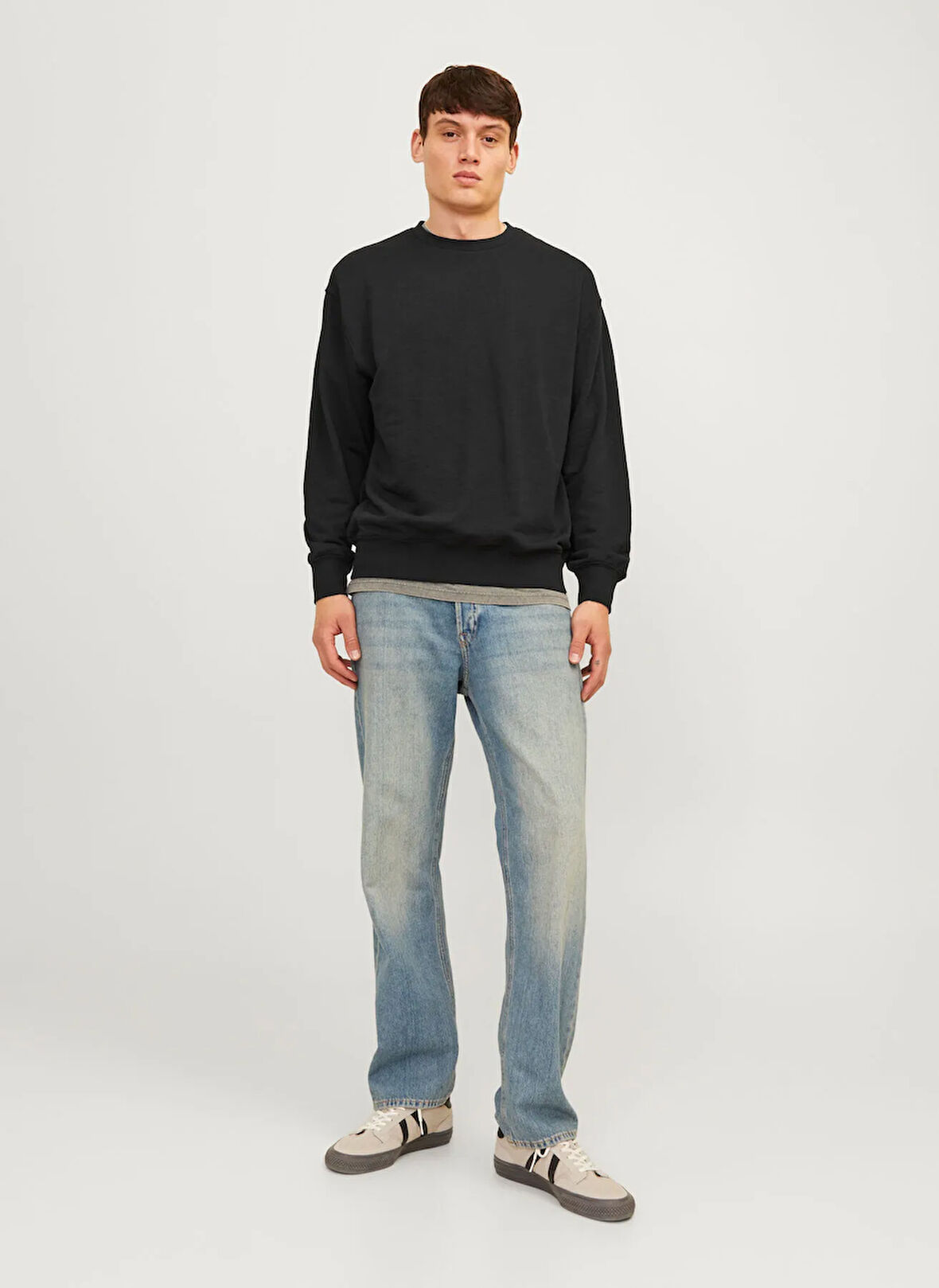Jack & Jones Bisiklet Yaka Siyah Erkek Sweatshırt 12257853_JJECHARGE SWEAT CREW NECK