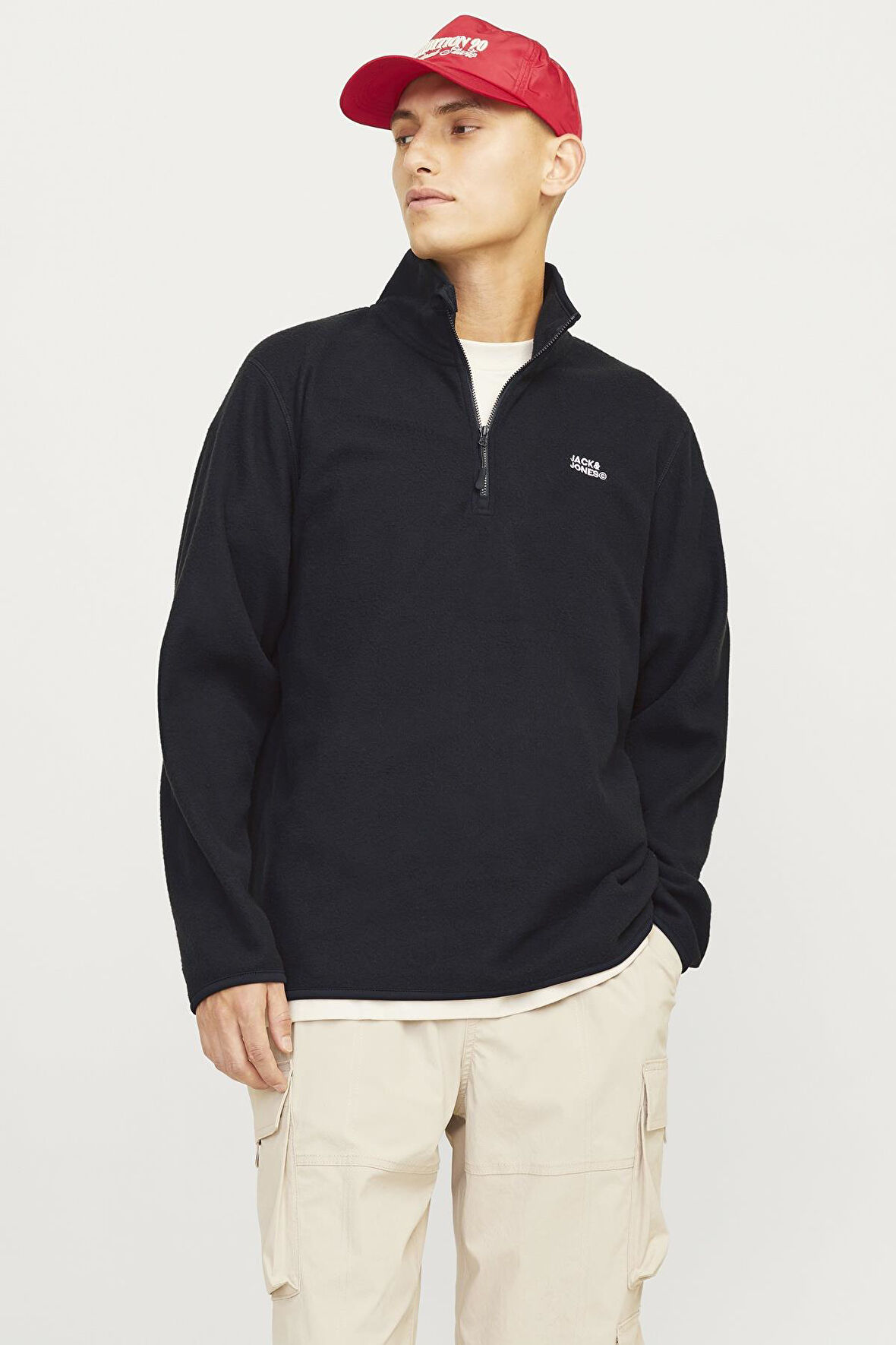 JJECORP LOGO  FLEECE QUARTER ZIP SİYAH12258490