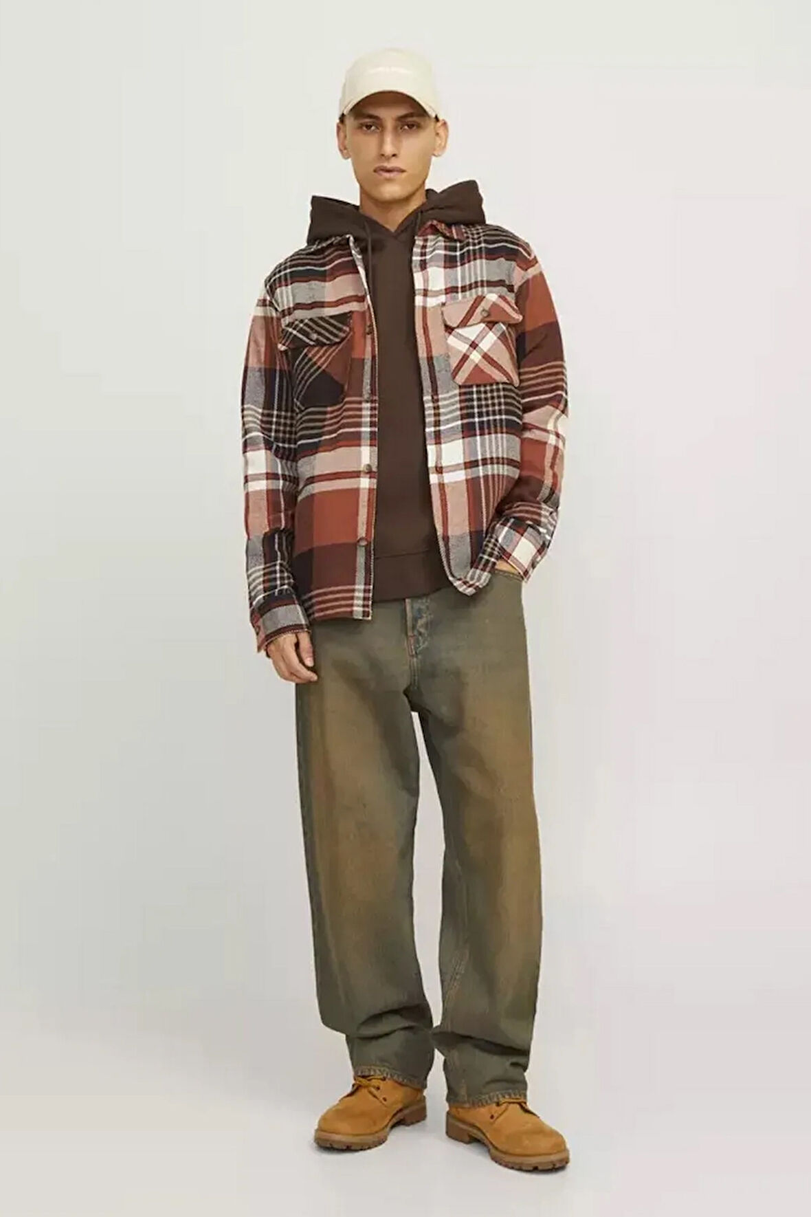 Erkek JJDARREN FLANNEL Uzun Kollu Gömlek - Taba | XL