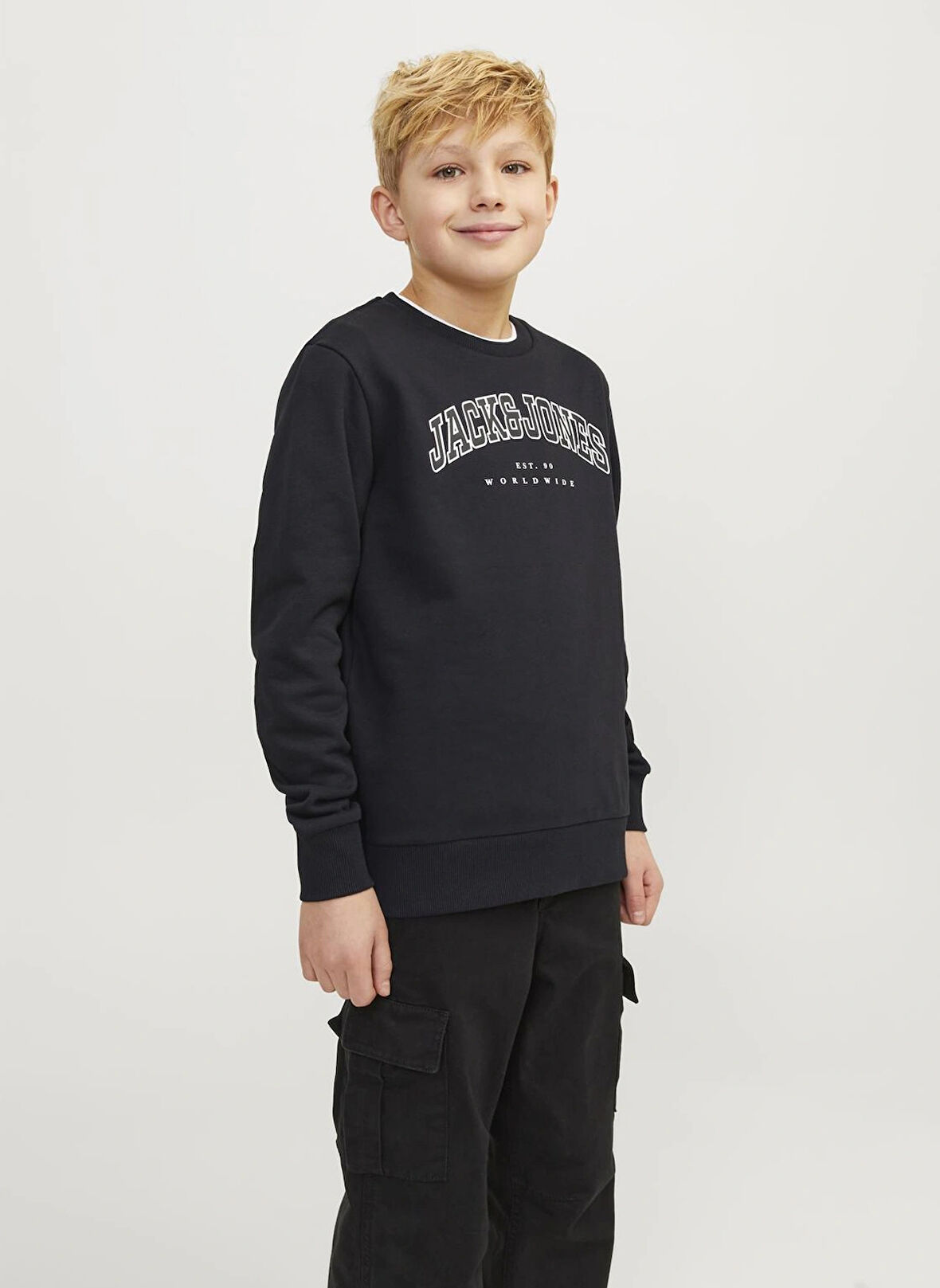 Jack & Jones Baskılı Erkek Çocuk Siyah Sweatshırt 12258967