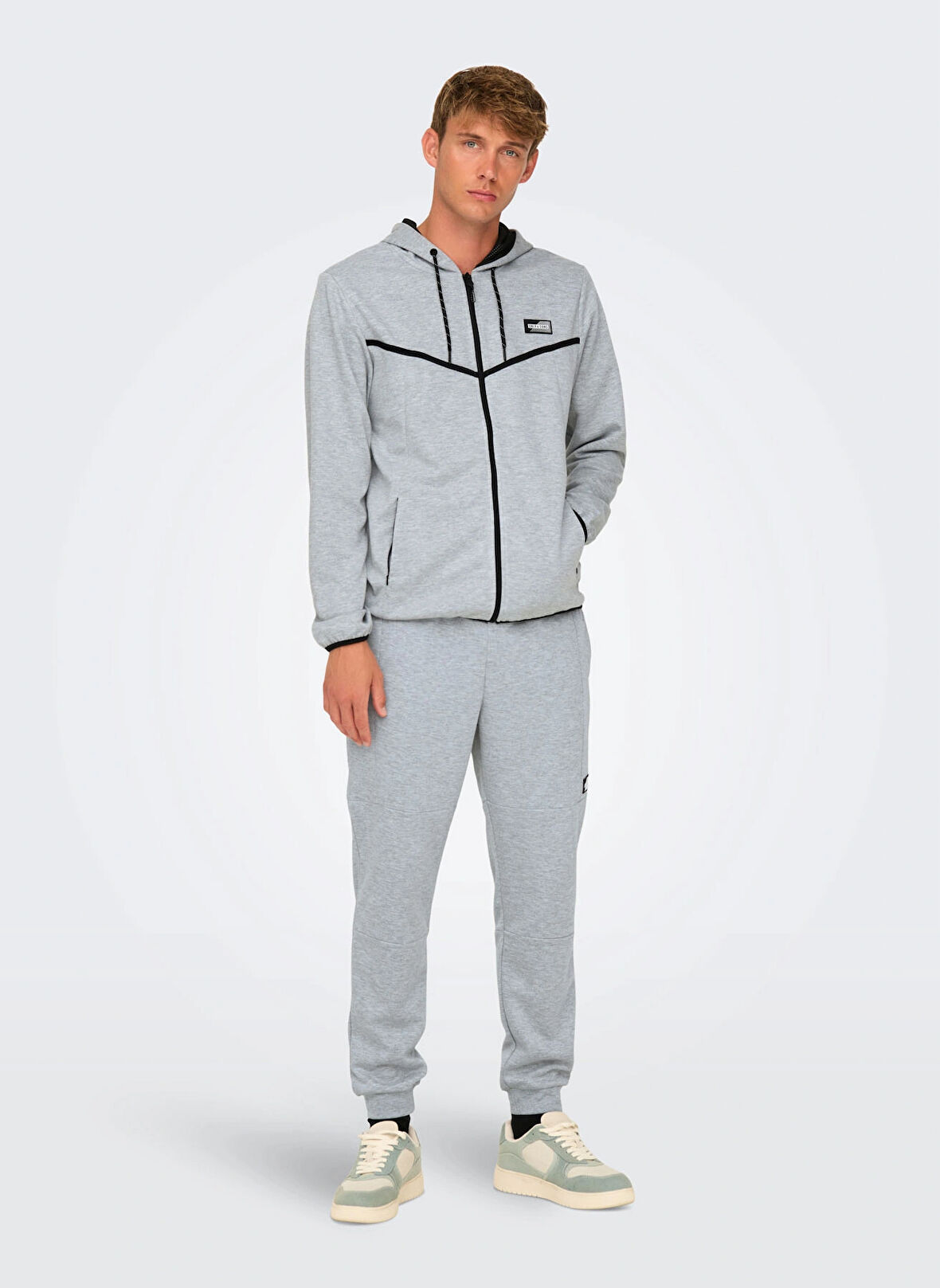 Only & Sons Kapüşon Yaka Açık Gri Erkek Sweatshırt ONSLIAM REG HOODIE TRACKSUIT NOOS