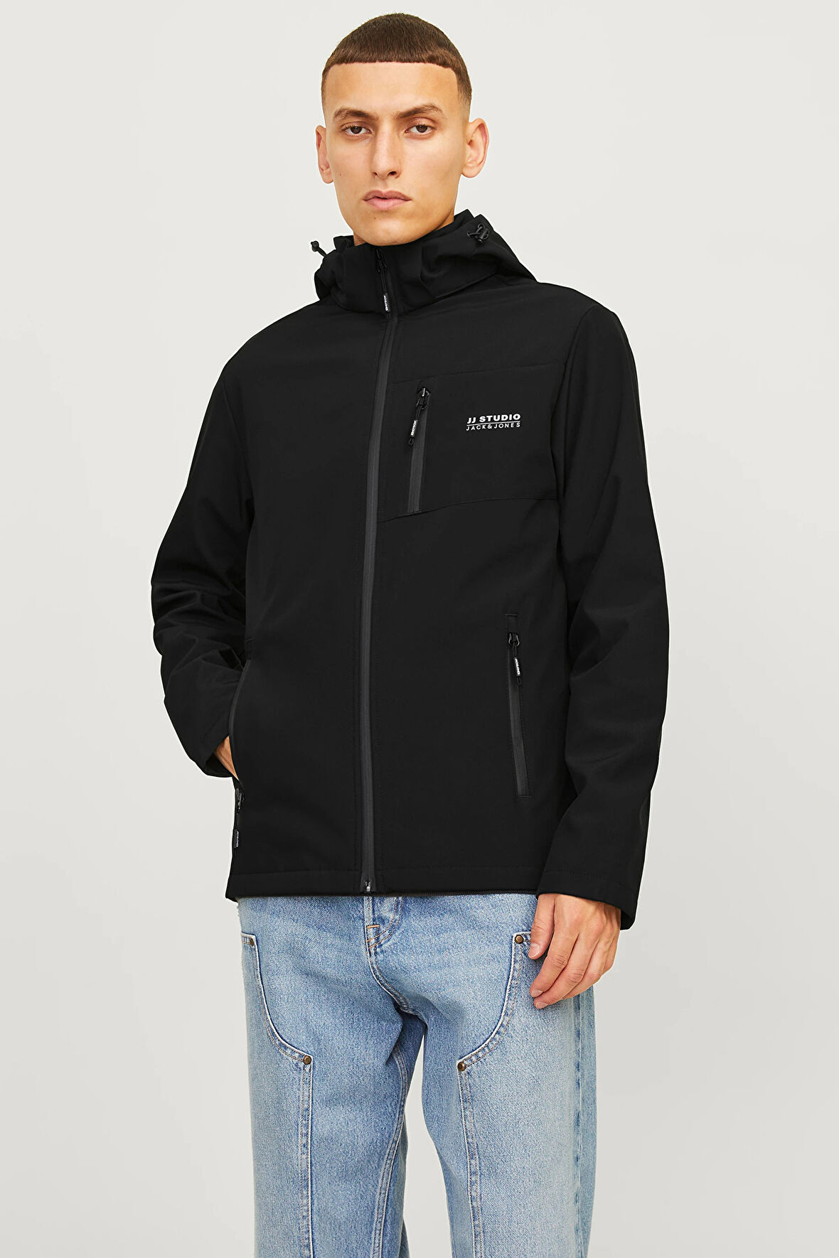 Jack & Jones Erkek Jjtaylor Kapüşonlu Suya Dayanıklı Softshell Mont 12259615 Siyah