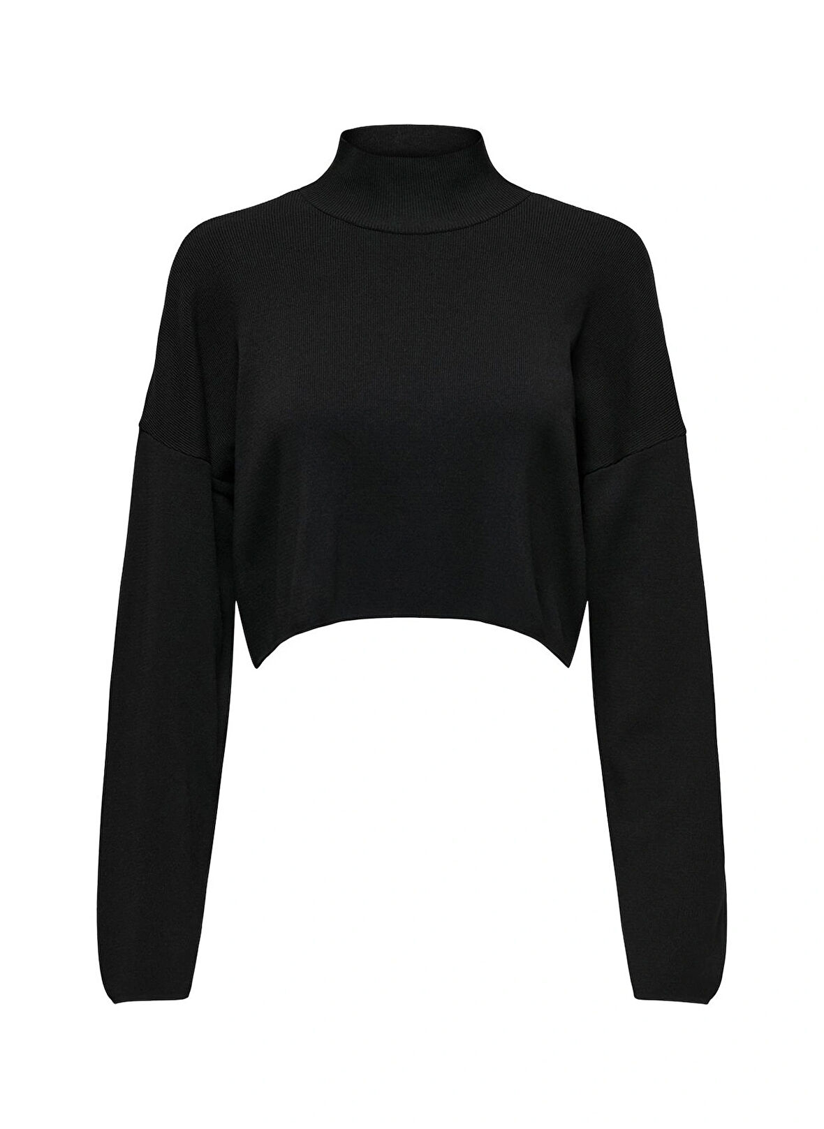 Only Normal Örgü Desenli Siyah Kazak Kadın ONLBODRUM CROPPED PULLOVER KNT