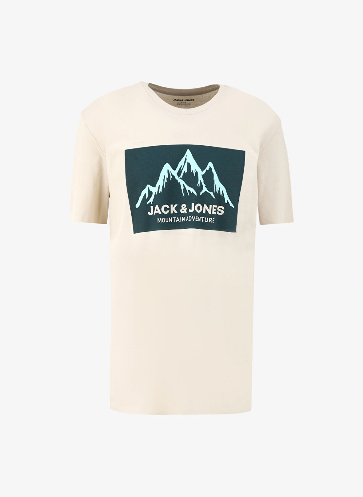 Jack & Jones Ekru Erkek T-Shirt 12258128_JJMAPPED TEE SS CREW NECK