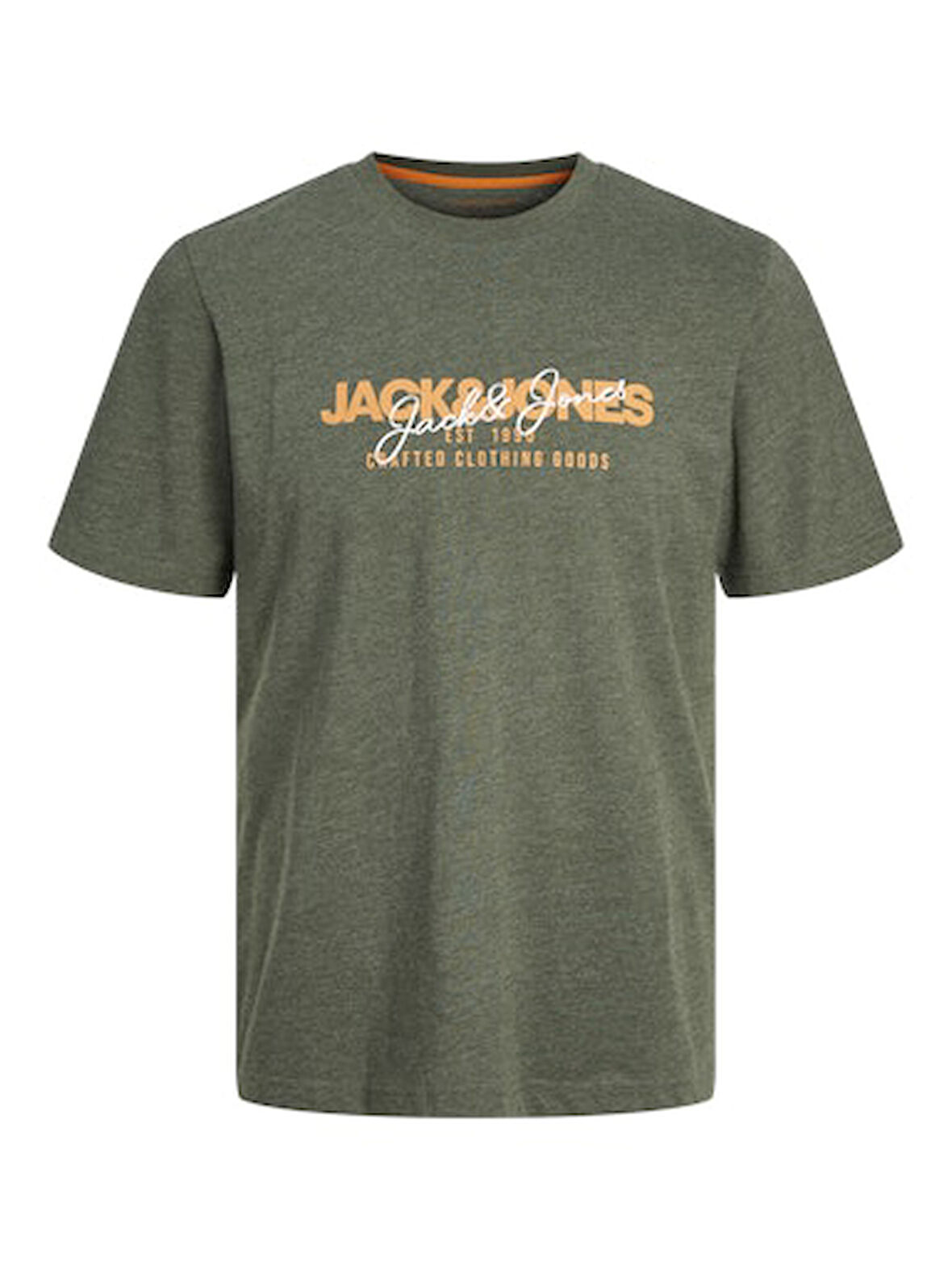Jack Jones Erkek Jjalvis  Bisiklet Yaka Yeşil Tişört 12256803