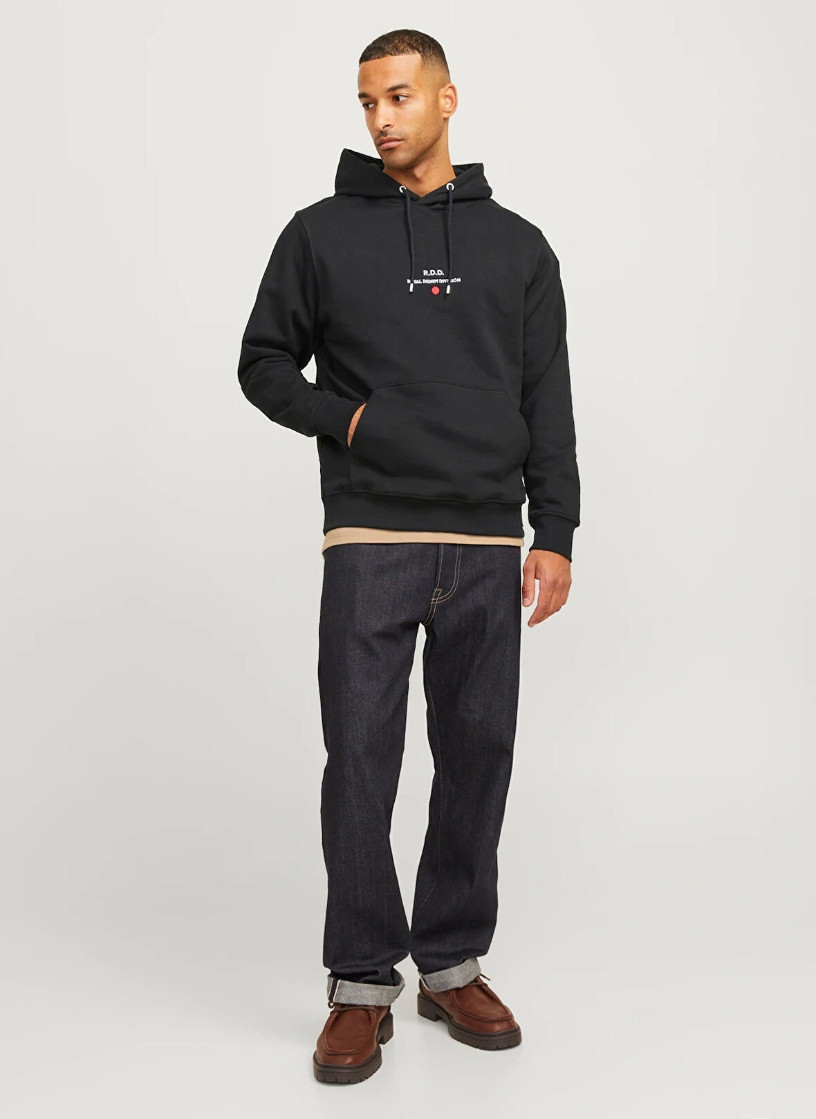 Jack & Jones Kapüşon Yaka Siyah Erkek Sweatshırt 12259068_RDDBENJAMIN HOOD SWEAT L/S
